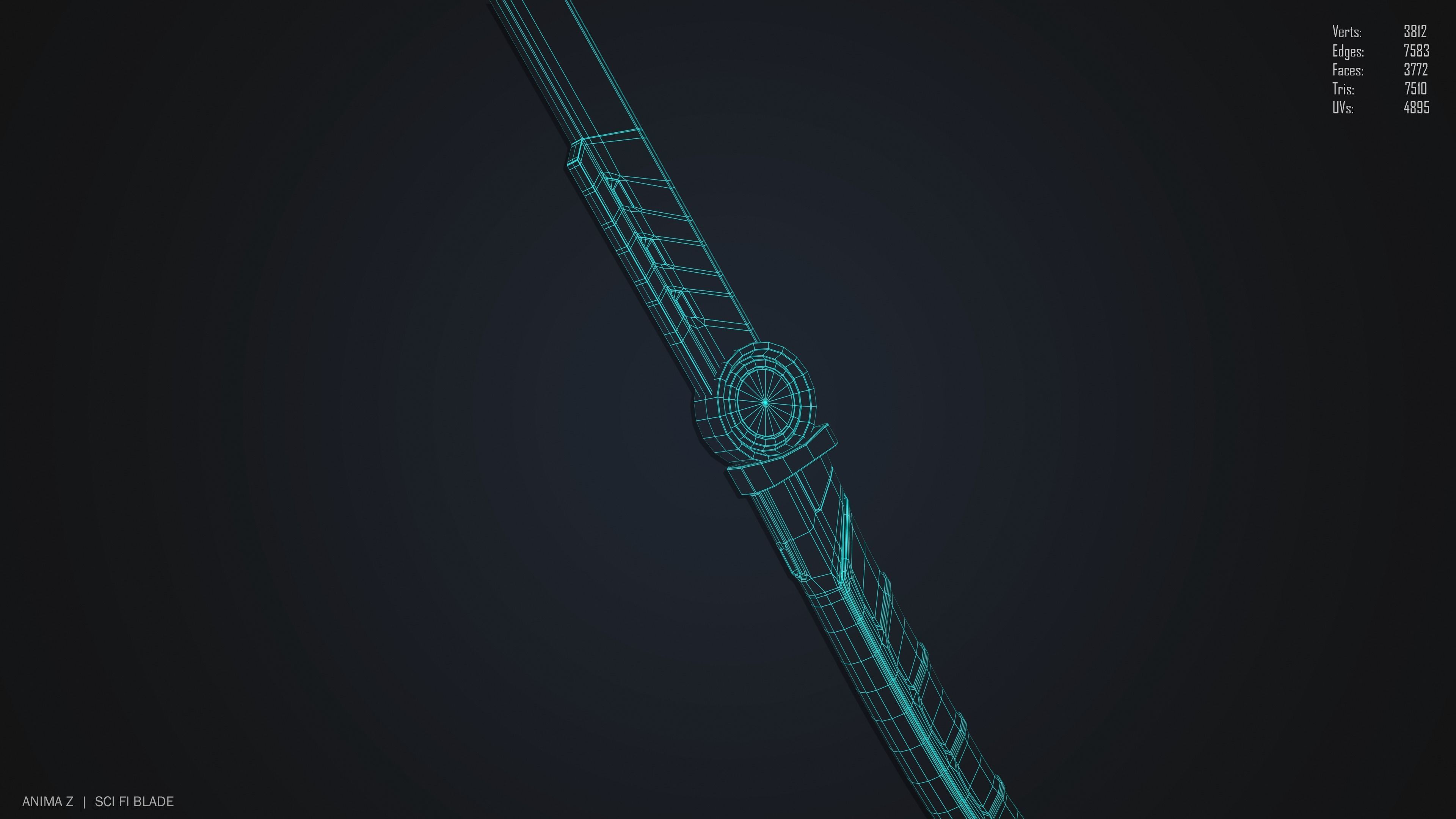 Sci fi blade Low-poly 3D model_11
