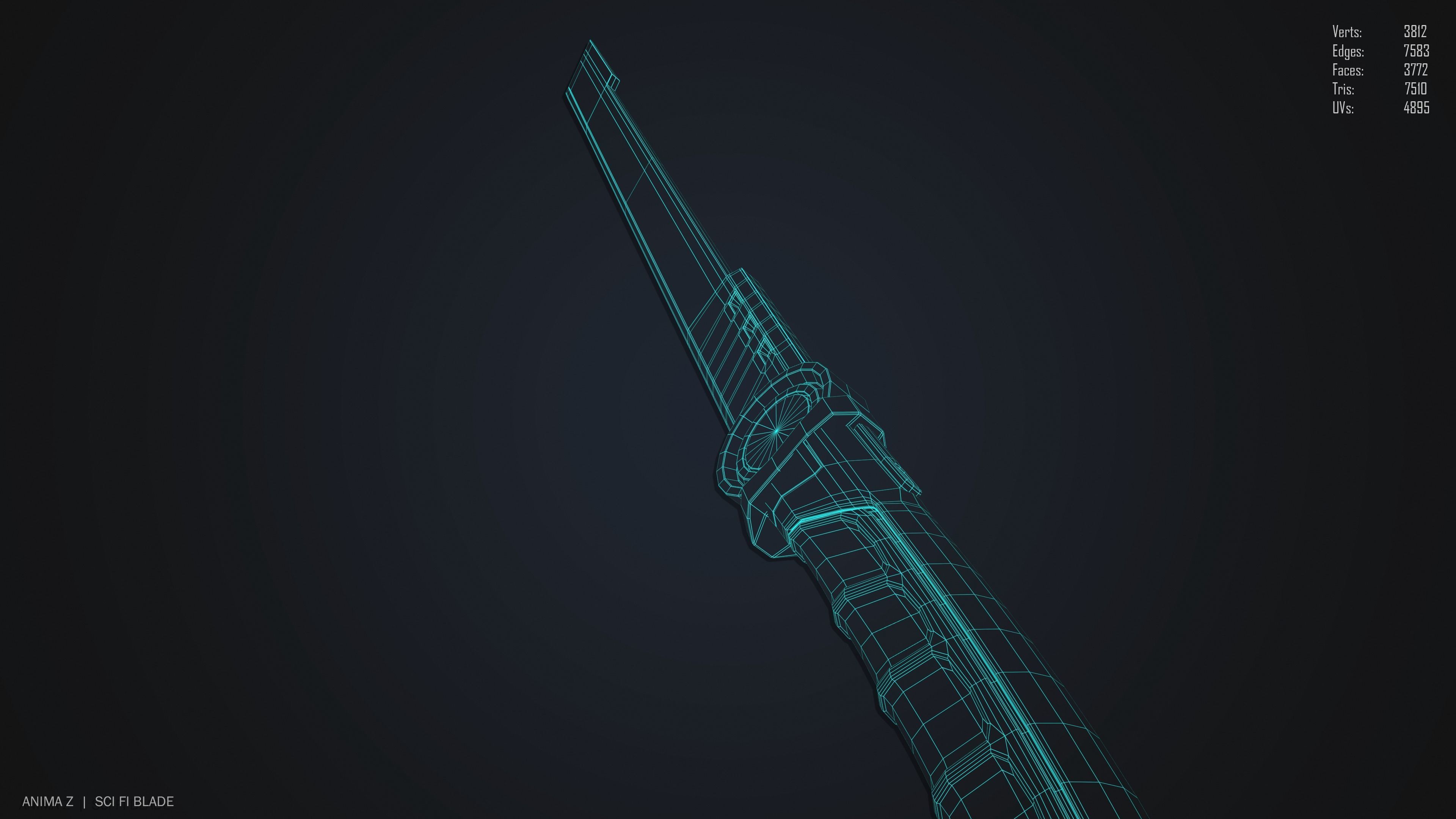 Sci fi blade Low-poly 3D model_15