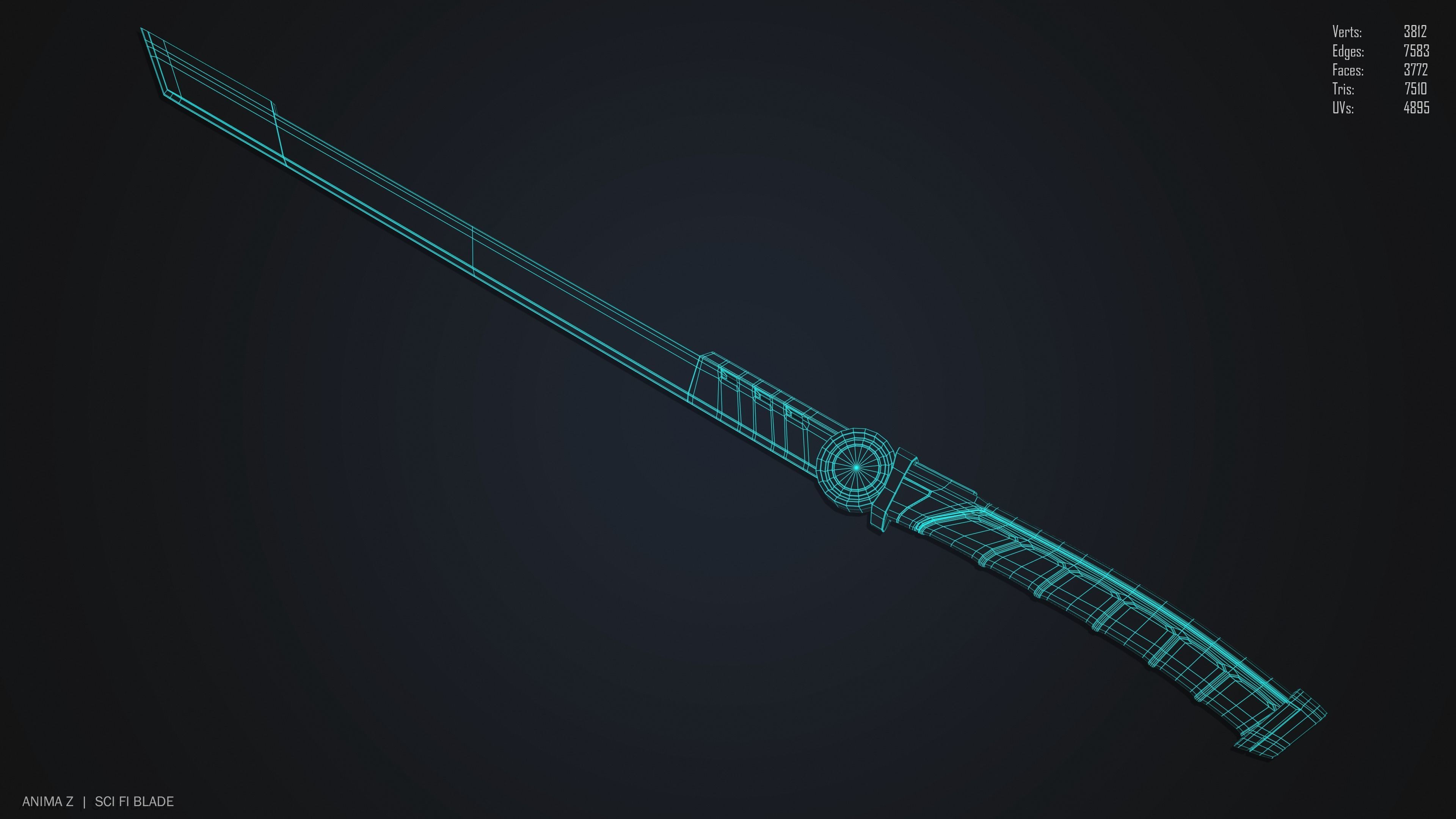 Sci fi blade Low-poly 3D model_14