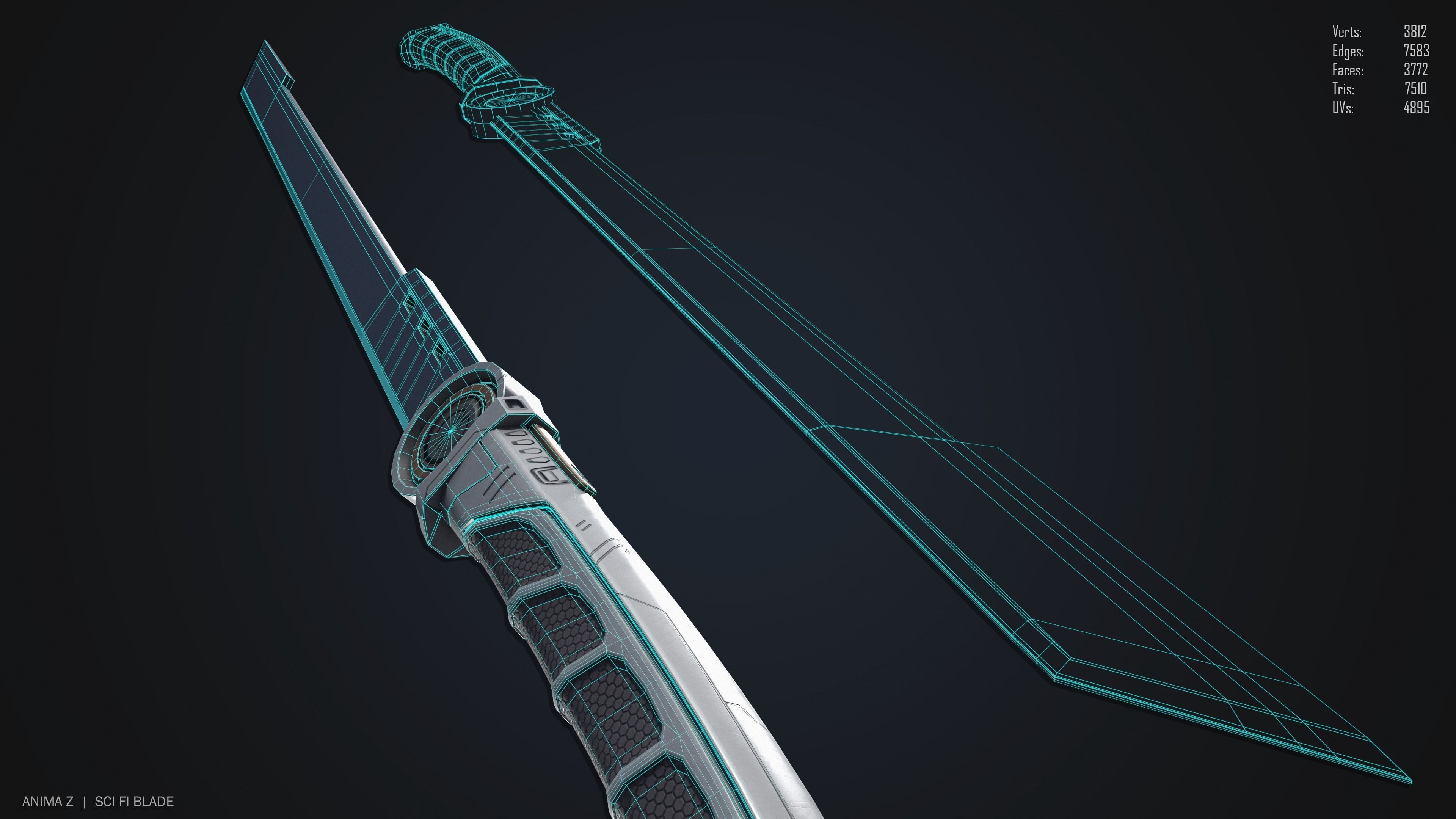 Sci fi blade Low-poly 3D model_2