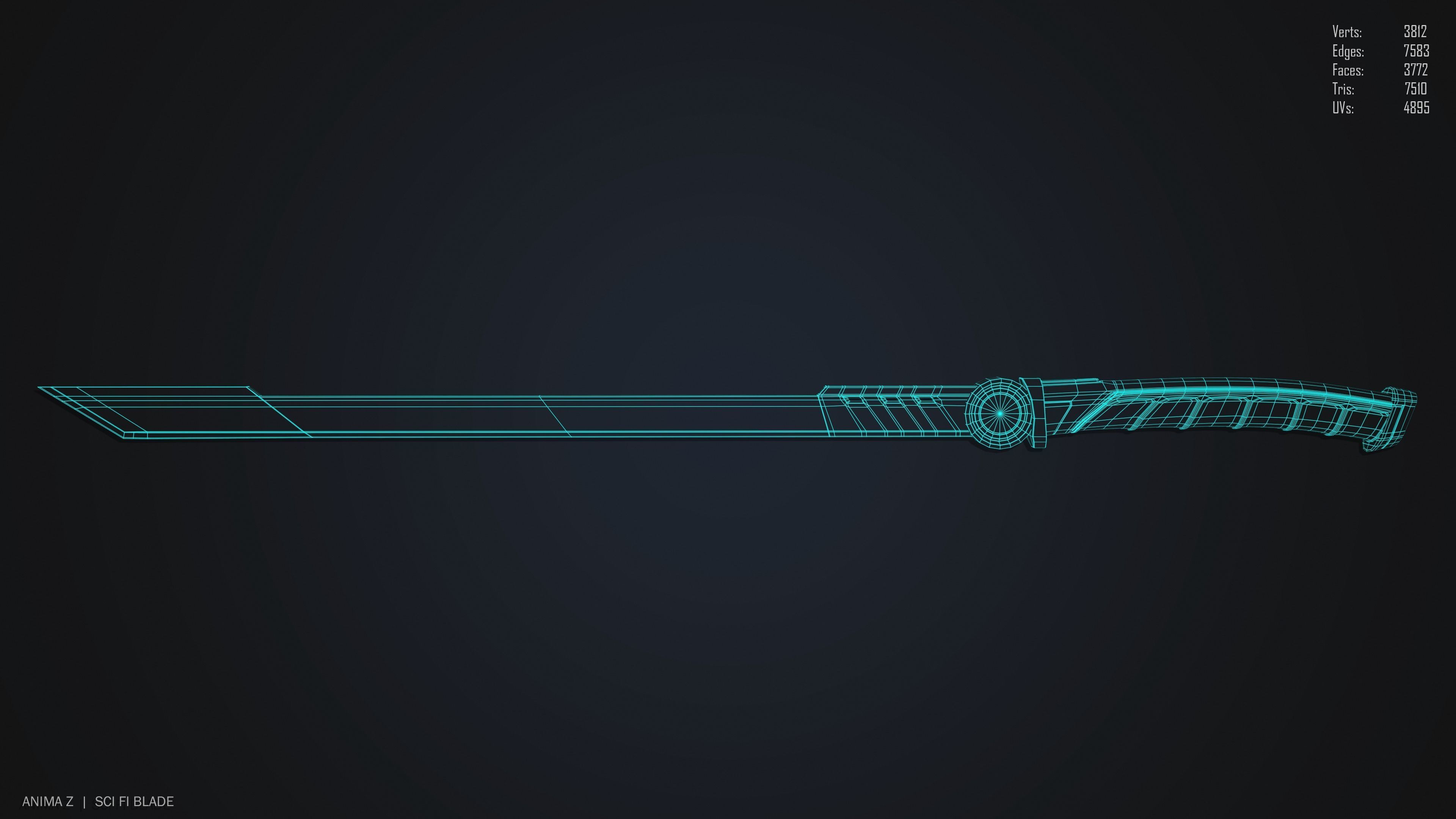 Sci fi blade Low-poly 3D model_13