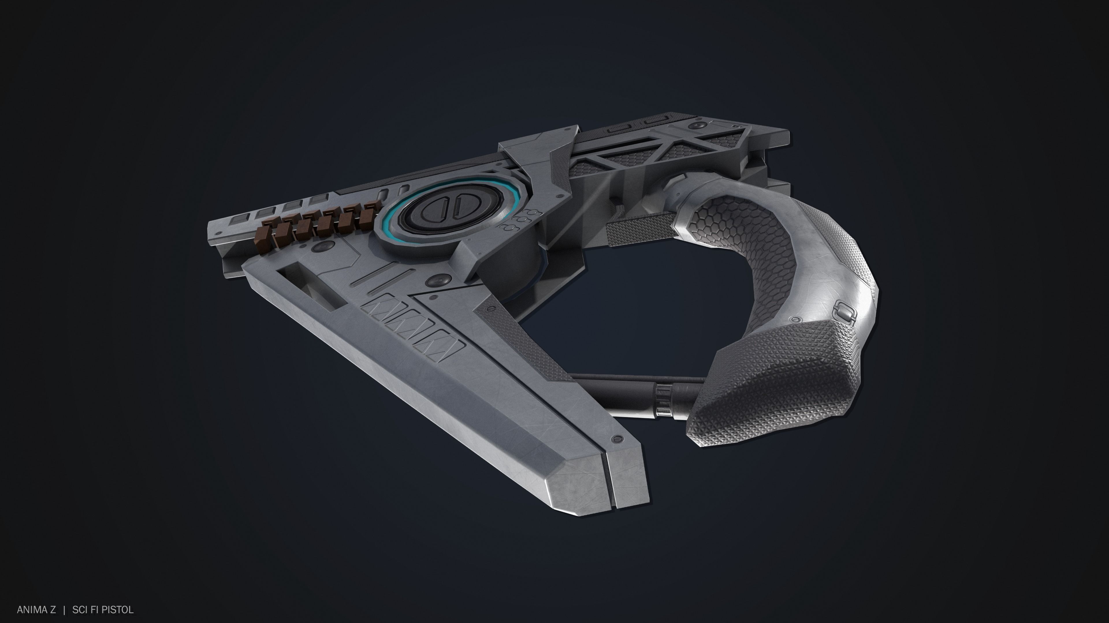 Sci fi pistol Low-poly 3D model_7