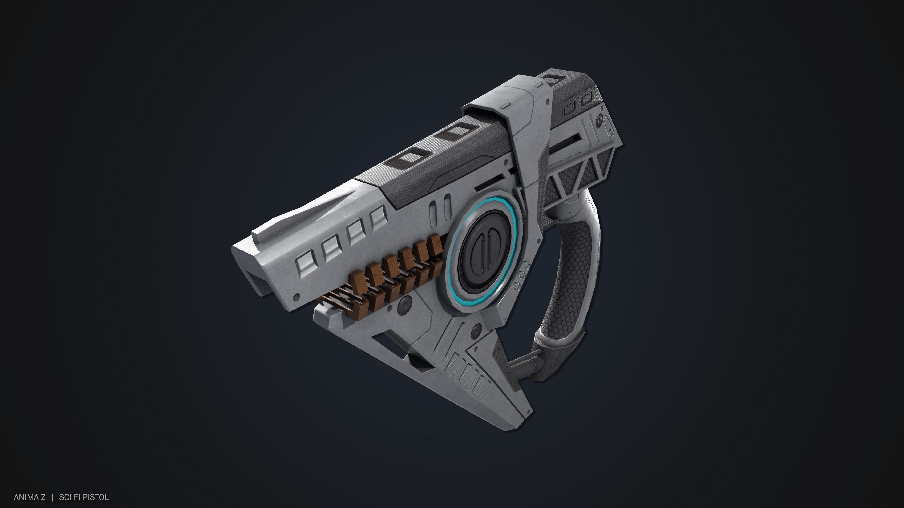 Sci fi pistol Low-poly 3D model_5
