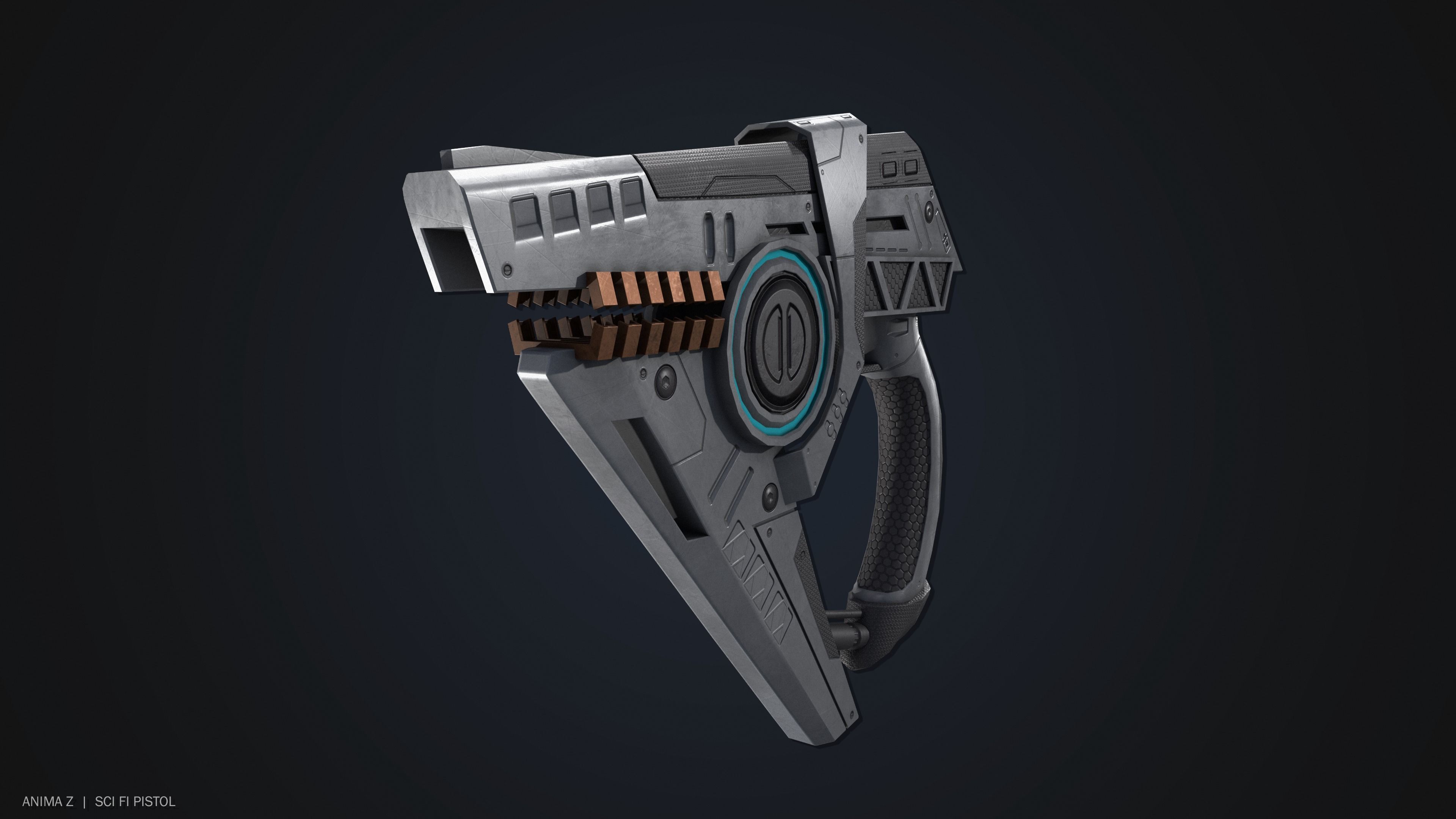 Sci fi pistol Low-poly 3D model_1