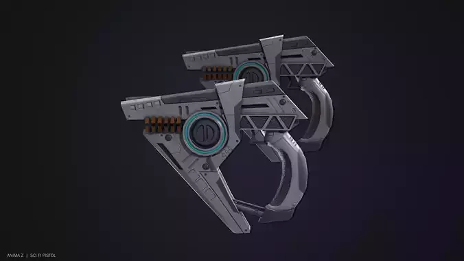 Sci fi pistol Low-poly 3D model