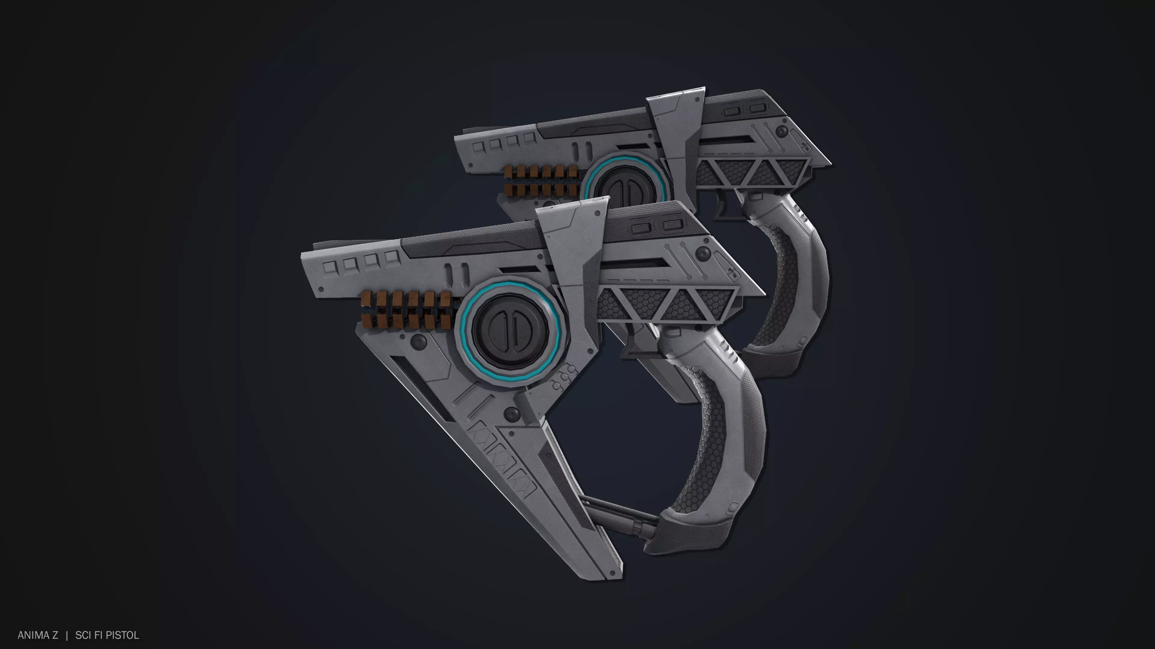 Sci fi pistol Low-poly 3D model_0