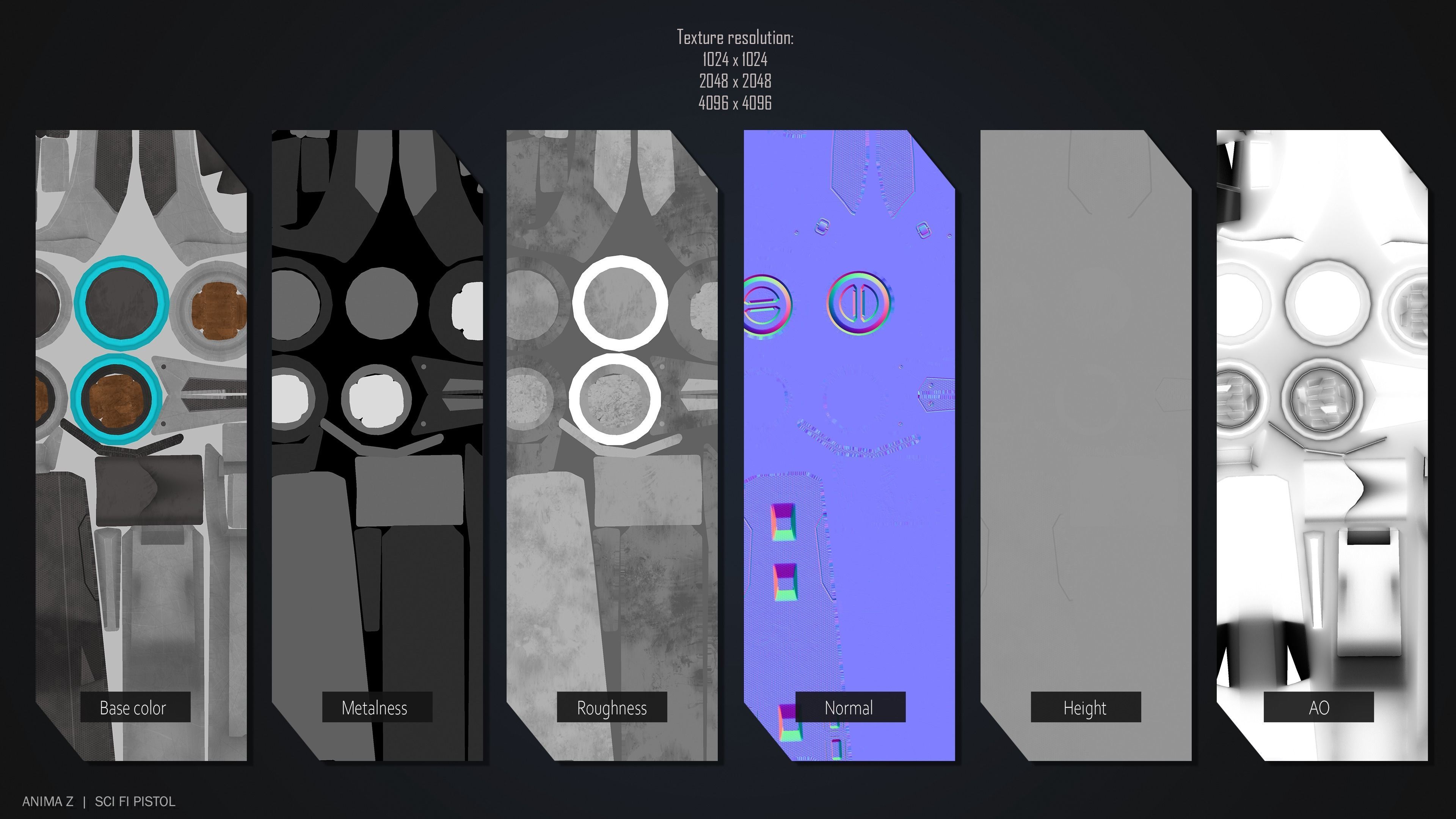 Sci fi pistol Low-poly 3D model_3