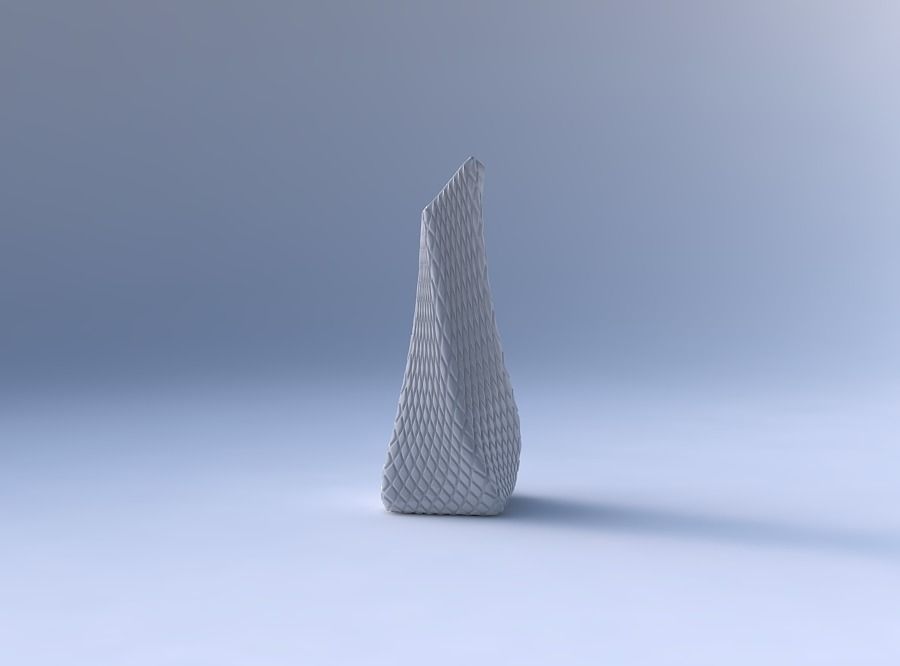 Vase twisted squeezed and bent rectangle with diagonal grid b... 3D print model_4