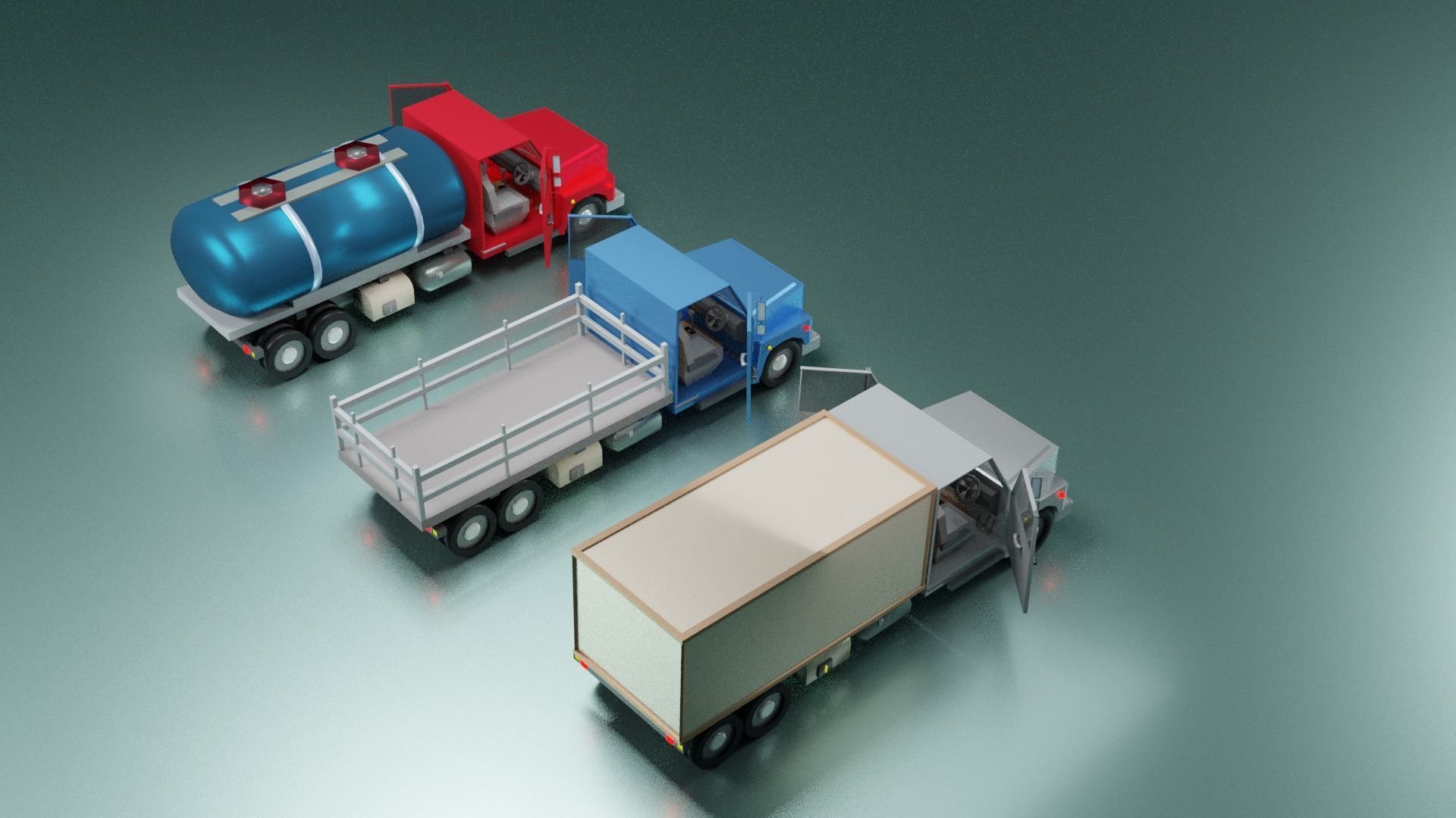 lowpoly trucks truck with box Low-poly 3D model_14