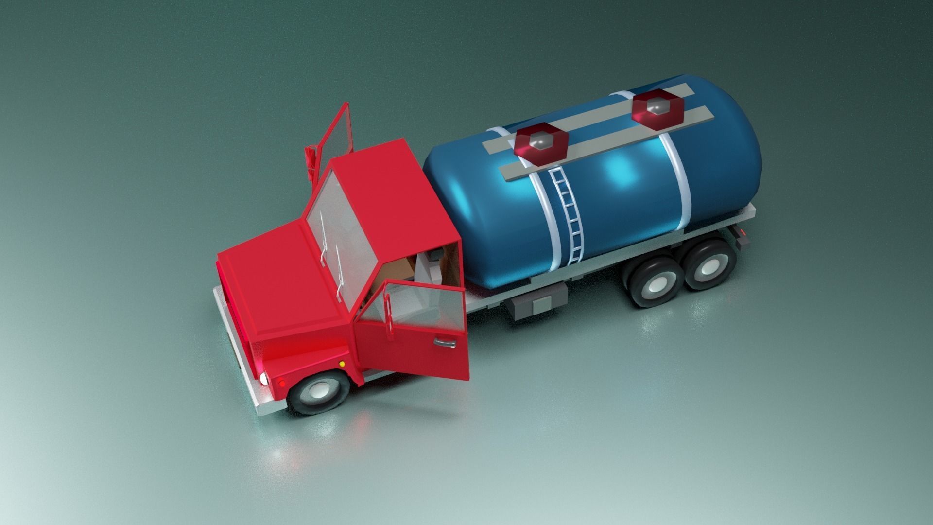 lowpoly trucks truck with box Low-poly 3D model_12