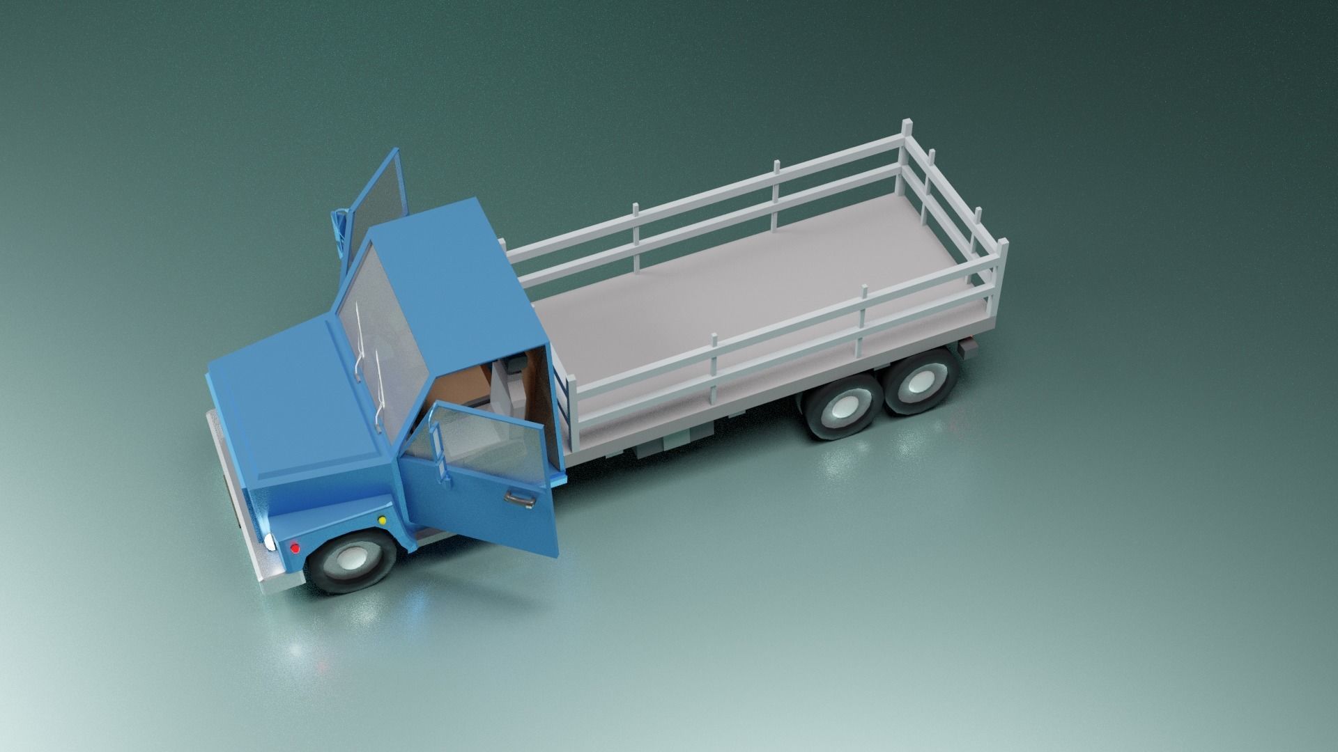 lowpoly trucks truck with box Low-poly 3D model_11