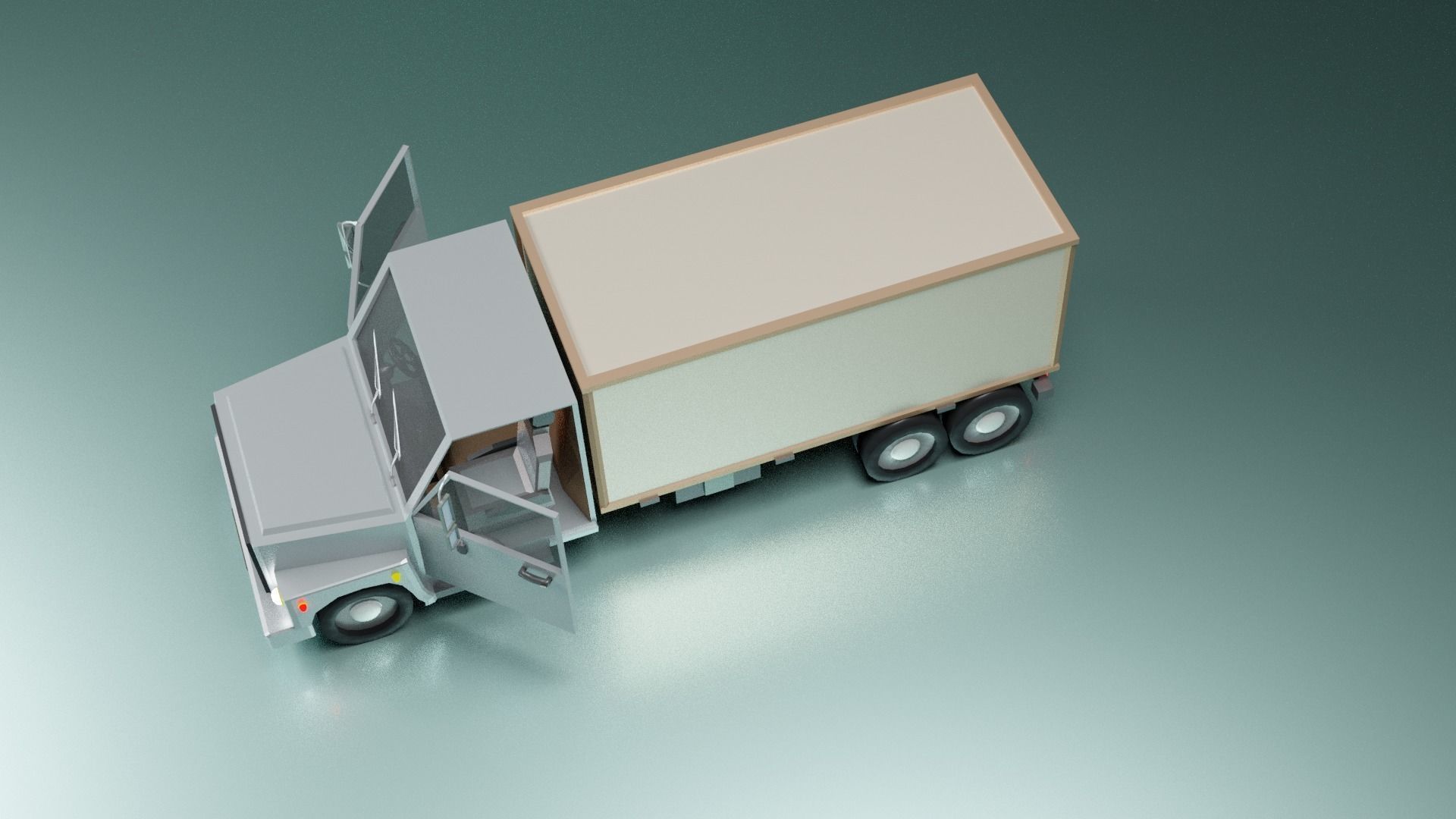 lowpoly trucks truck with box Low-poly 3D model_10