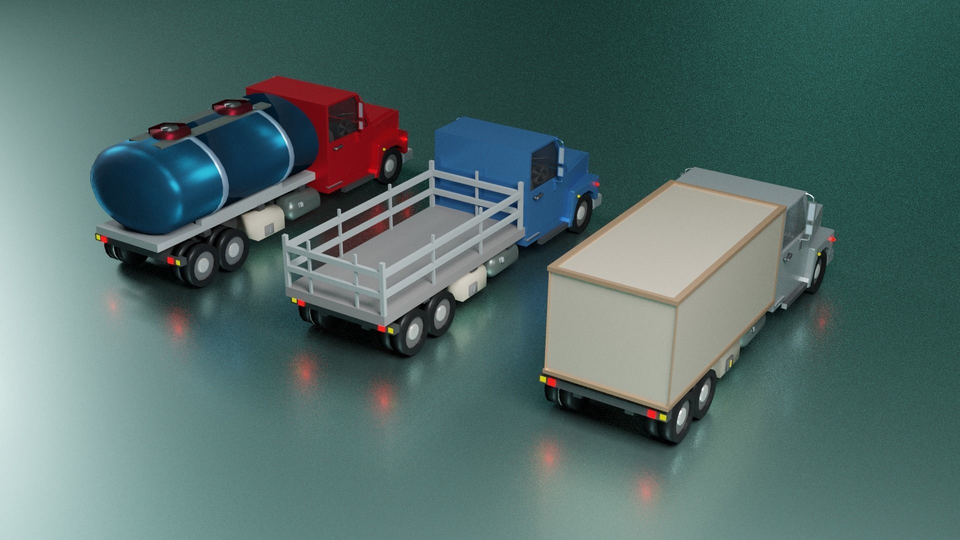 lowpoly trucks truck with box Low-poly 3D model_5