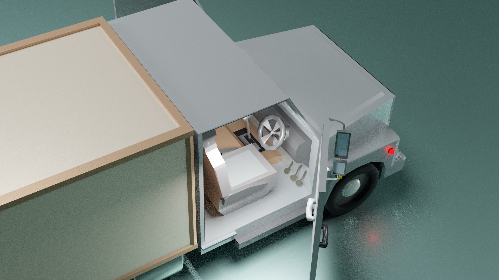 lowpoly trucks truck with box Low-poly 3D model_13