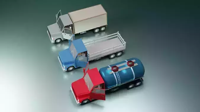 lowpoly trucks truck with box Low-poly 3D model