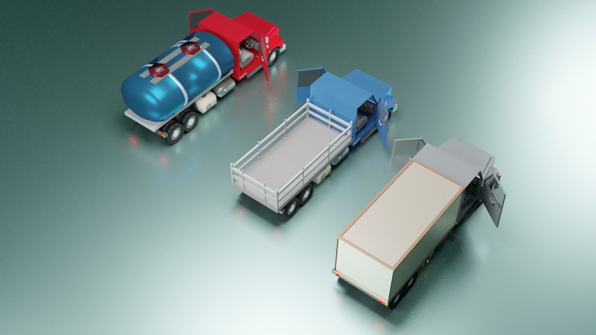 lowpoly trucks truck with box Low-poly 3D model_8