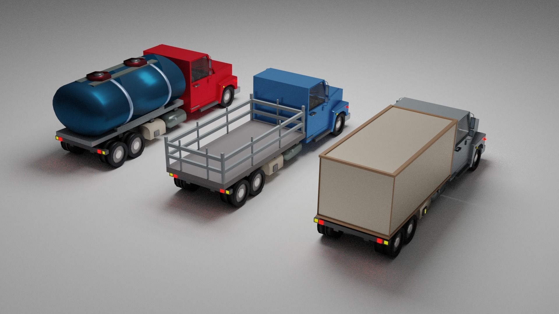 lowpoly trucks truck with box Low-poly 3D model_9