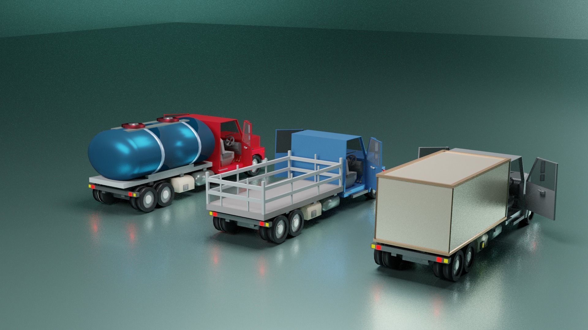 lowpoly trucks truck with box Low-poly 3D model_6