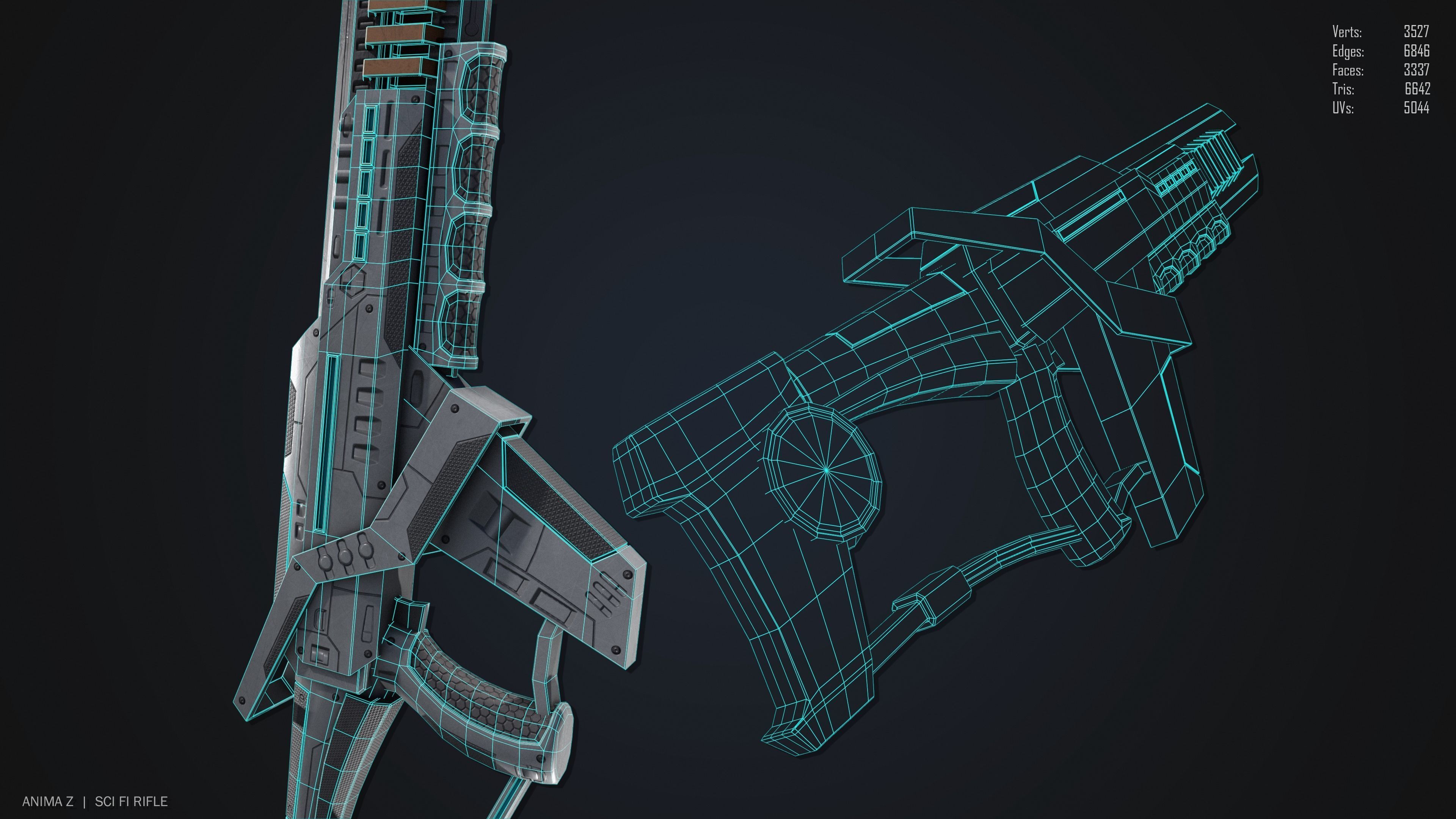 Sci fi rifle Low-poly 3D model_2
