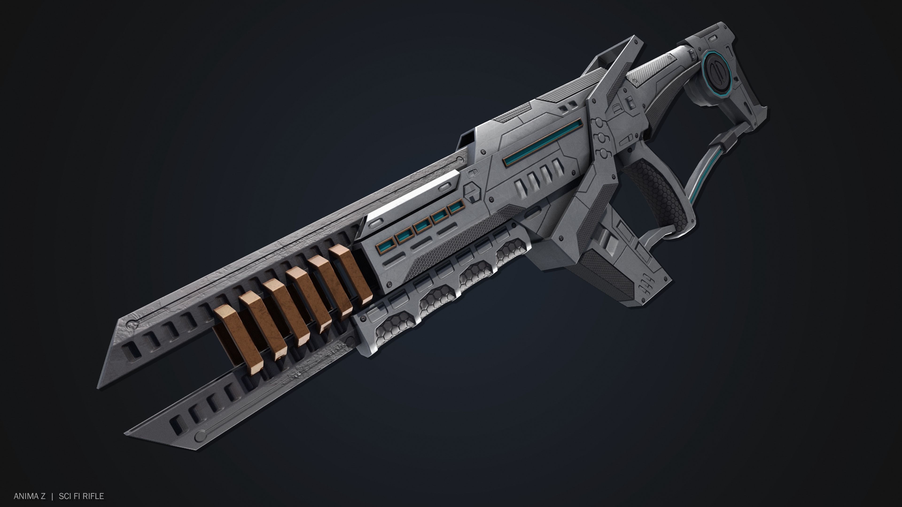 Sci fi rifle Low-poly 3D model_4