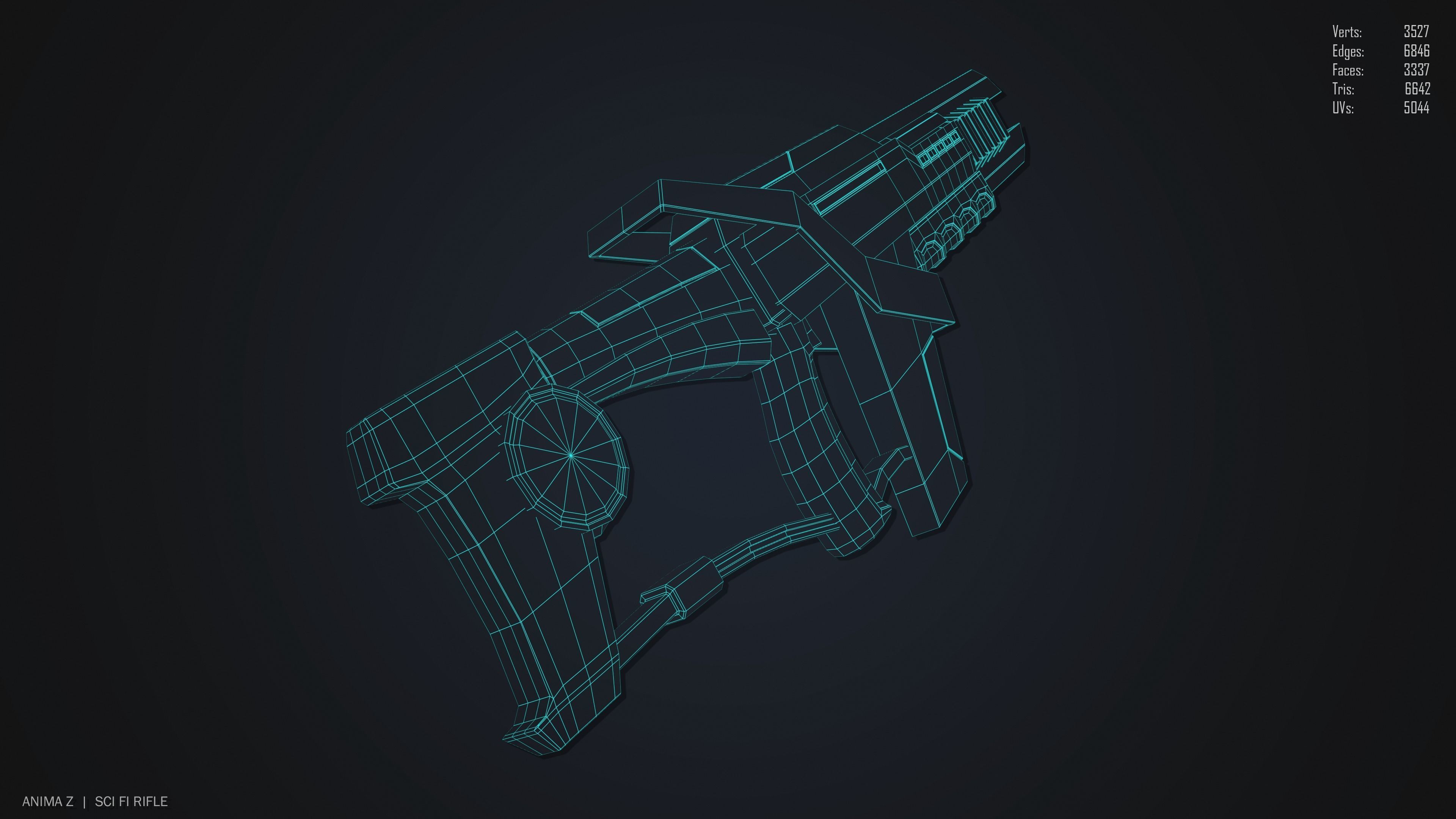 Sci fi rifle Low-poly 3D model_13