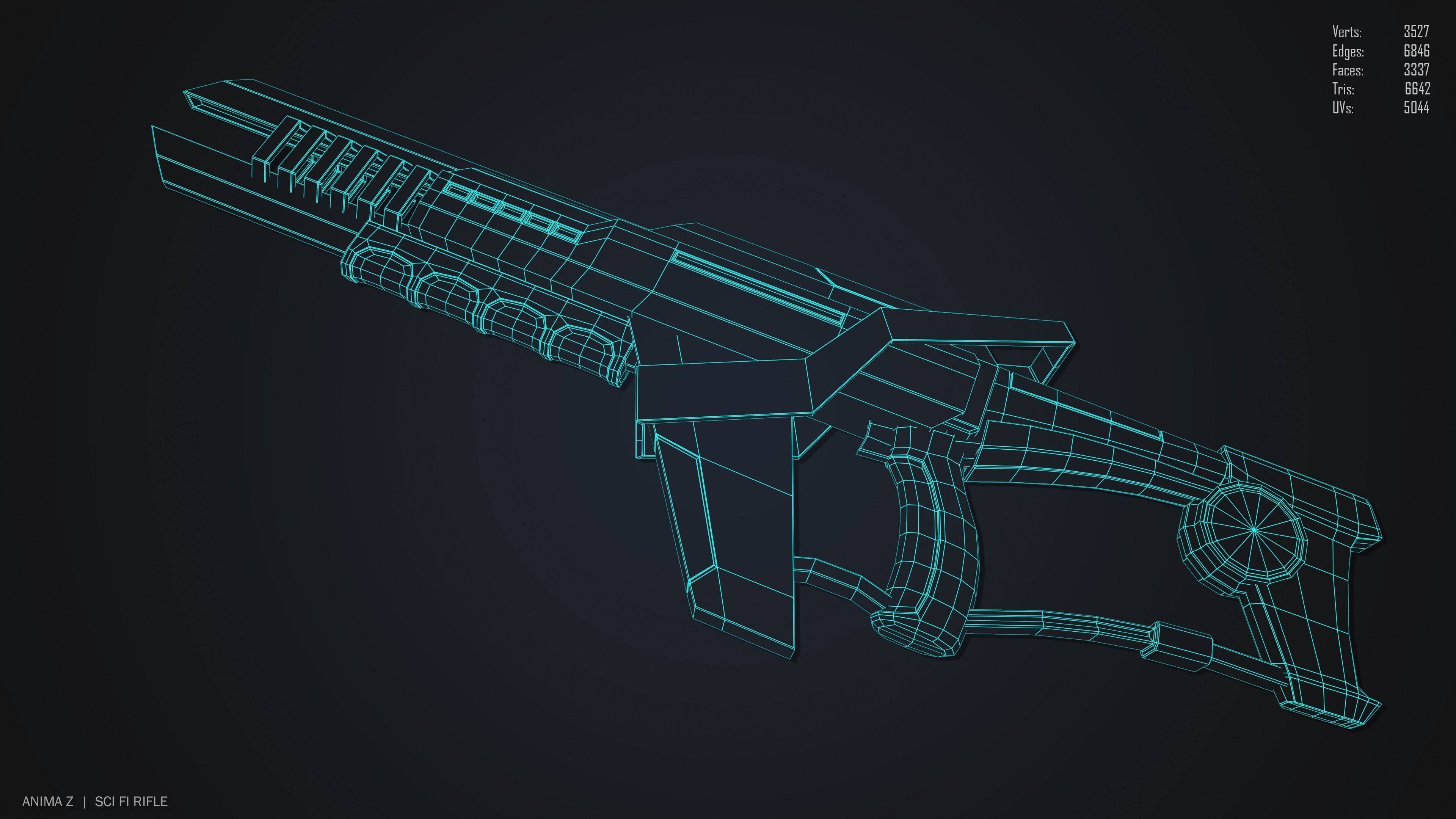 Sci fi rifle Low-poly 3D model_11