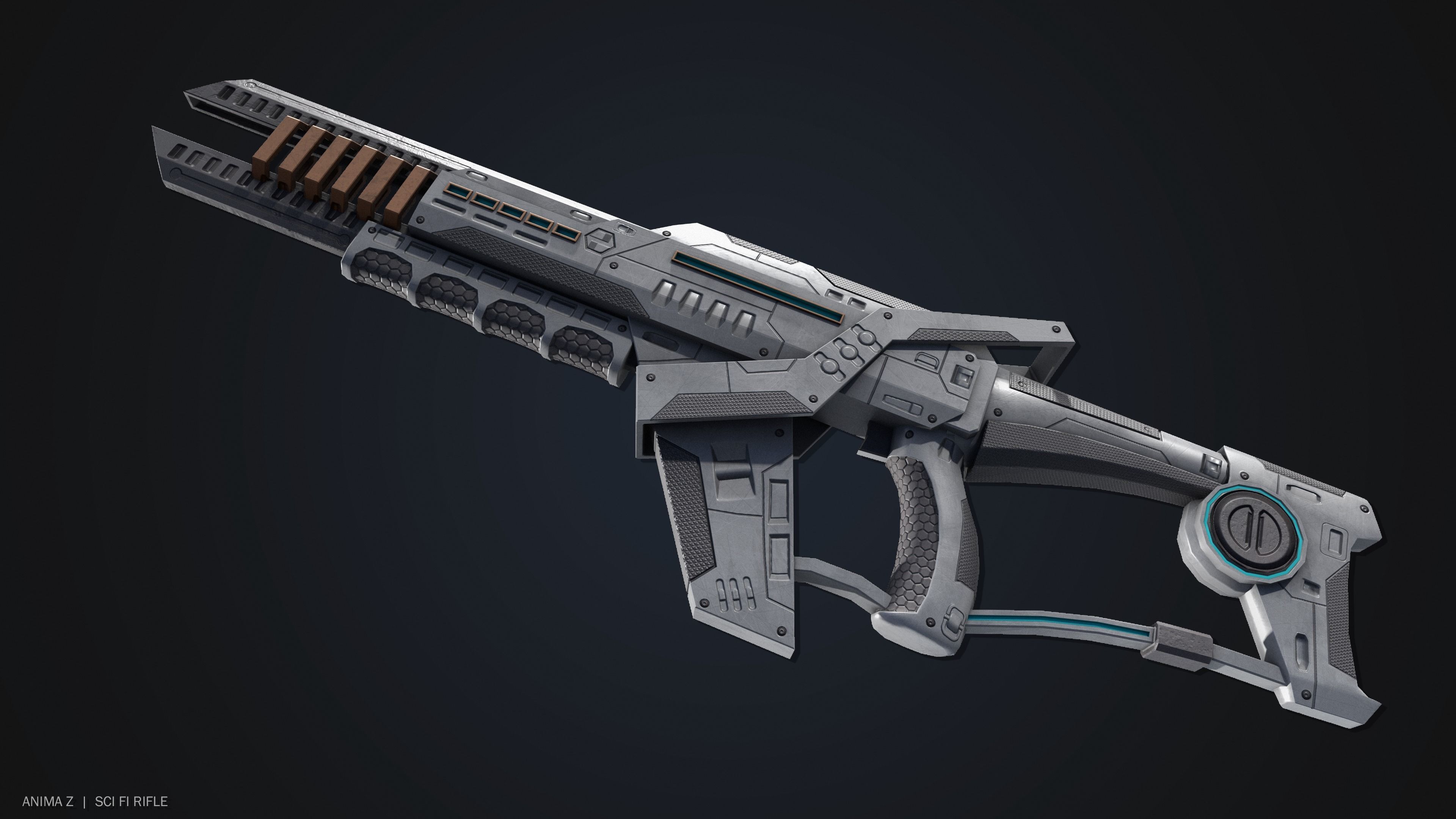 Sci fi rifle Low-poly 3D model_1