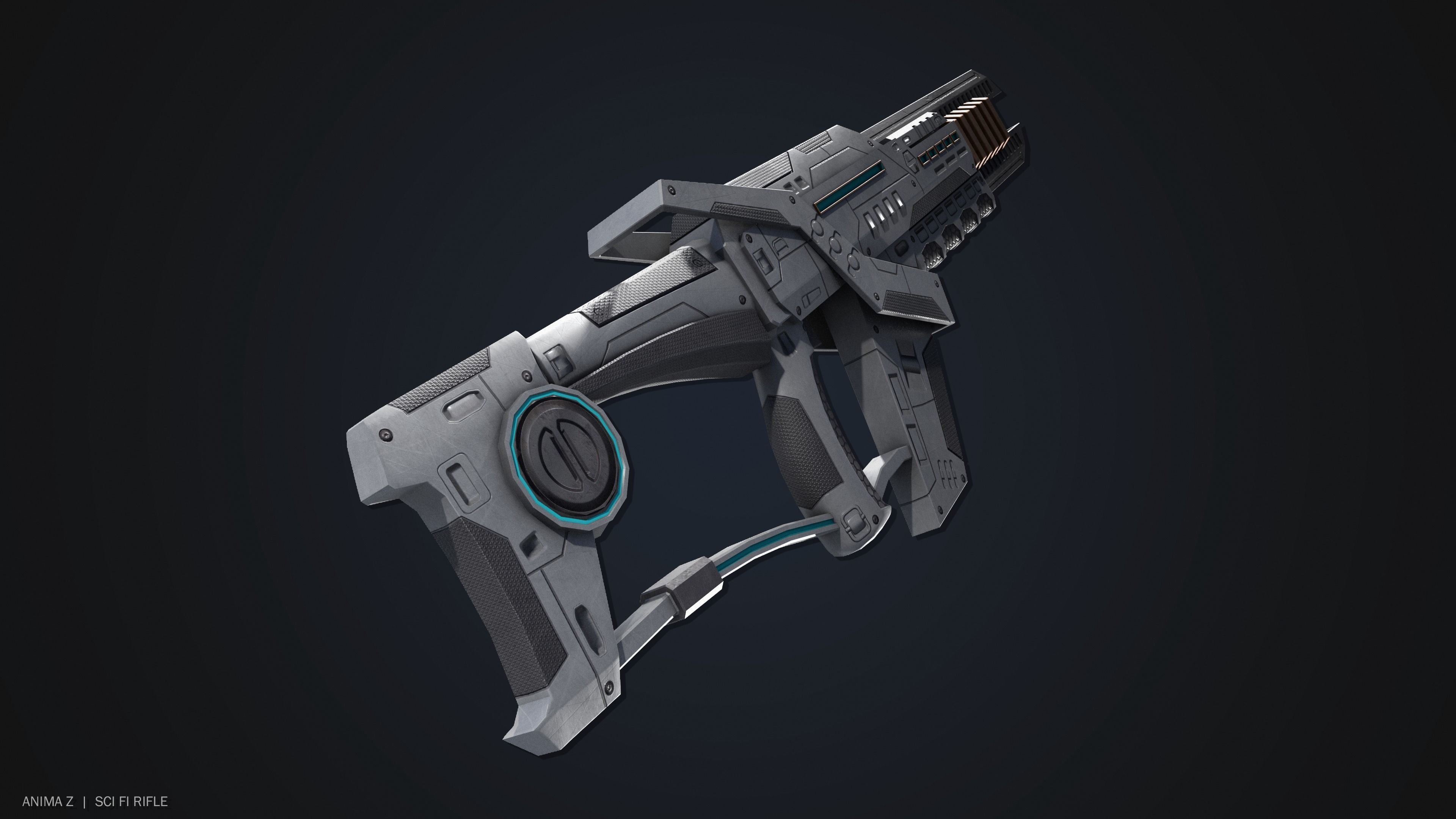 Sci fi rifle Low-poly 3D model_6