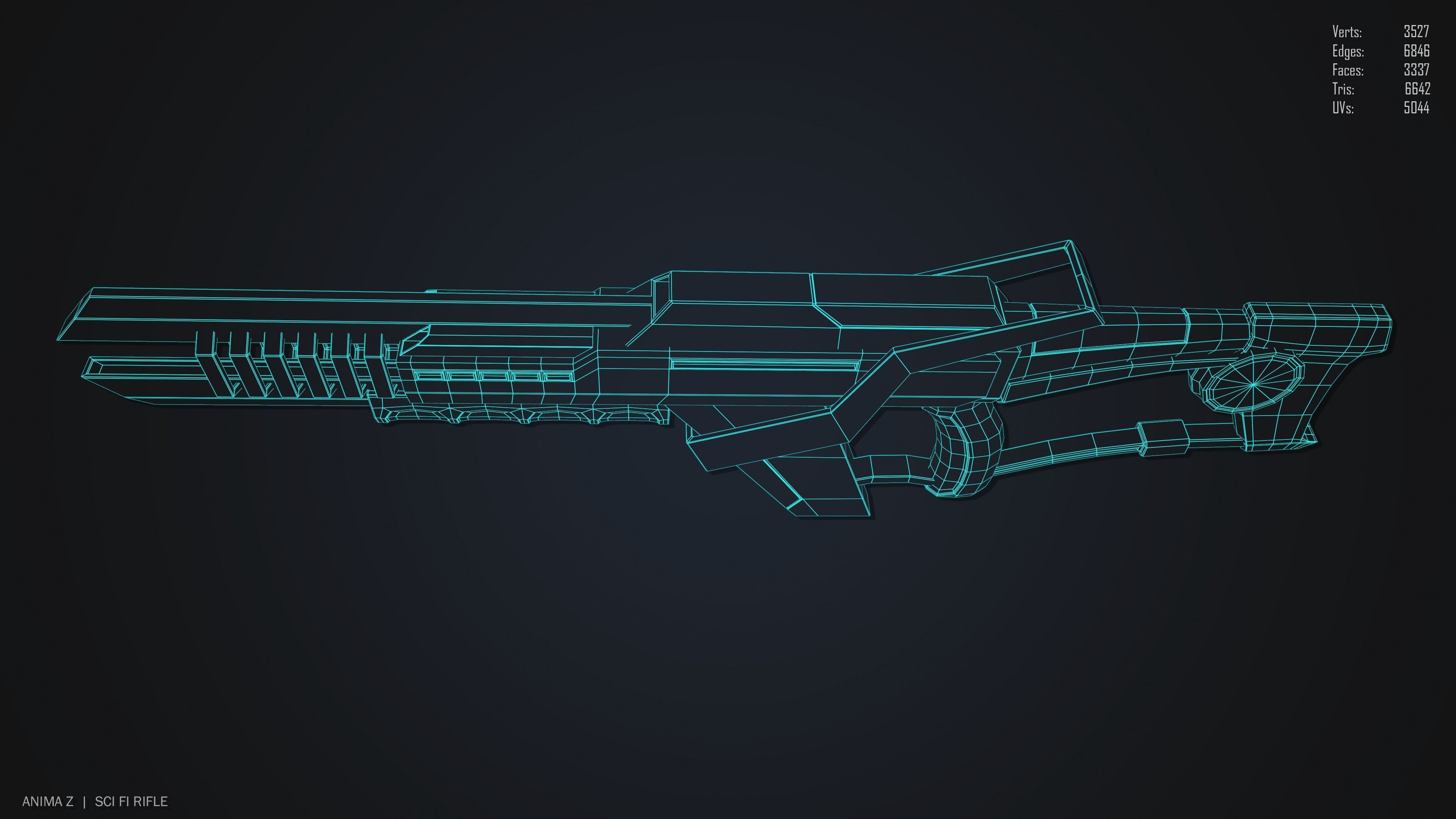 Sci fi rifle Low-poly 3D model_12