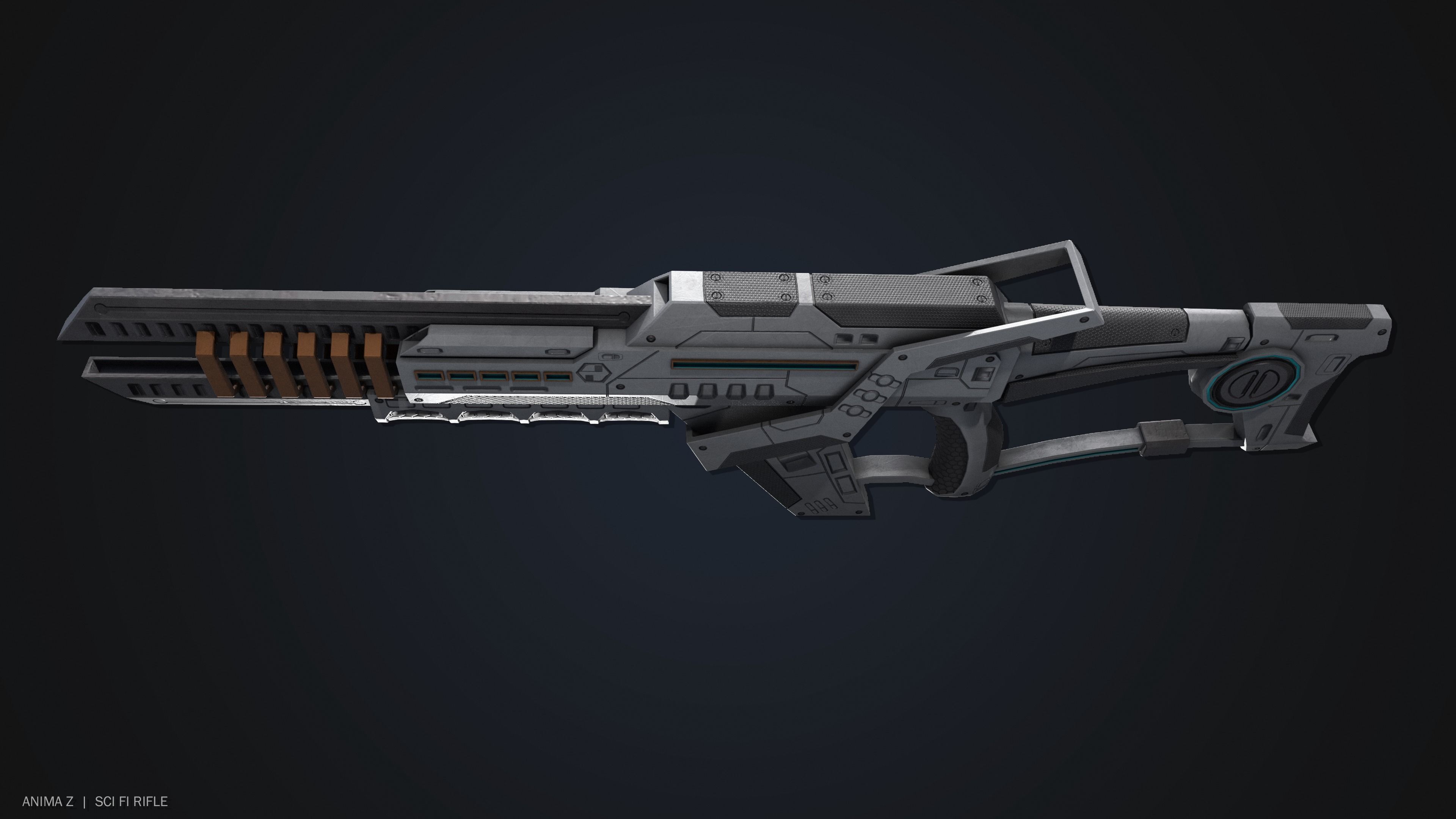 Sci fi rifle Low-poly 3D model_5