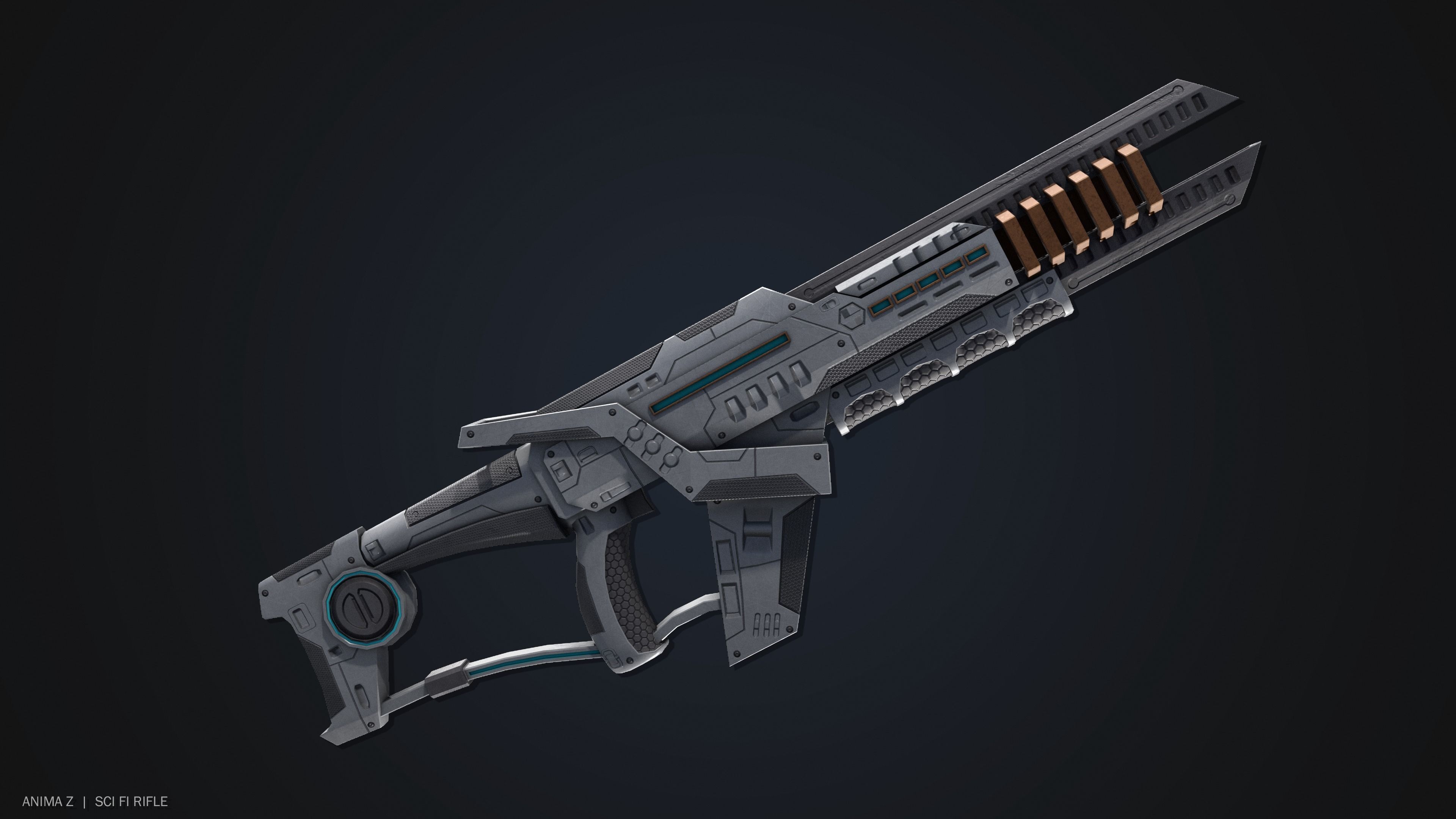 Sci fi rifle Low-poly 3D model_7