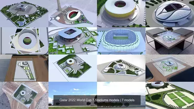 Qatar 2022 World Cup 7 Stadiums models