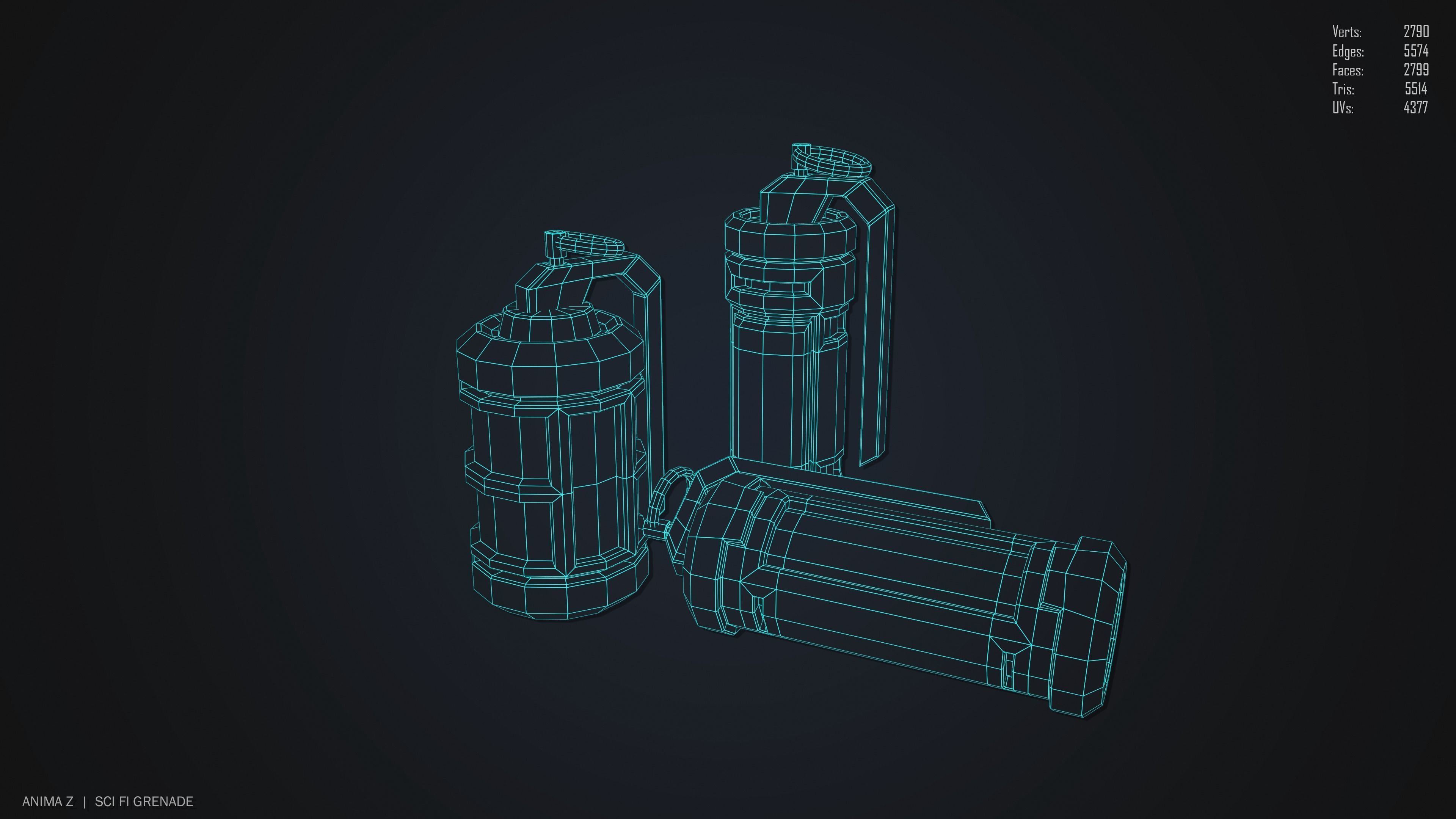 Sci fi grenade Low-poly 3D model_10