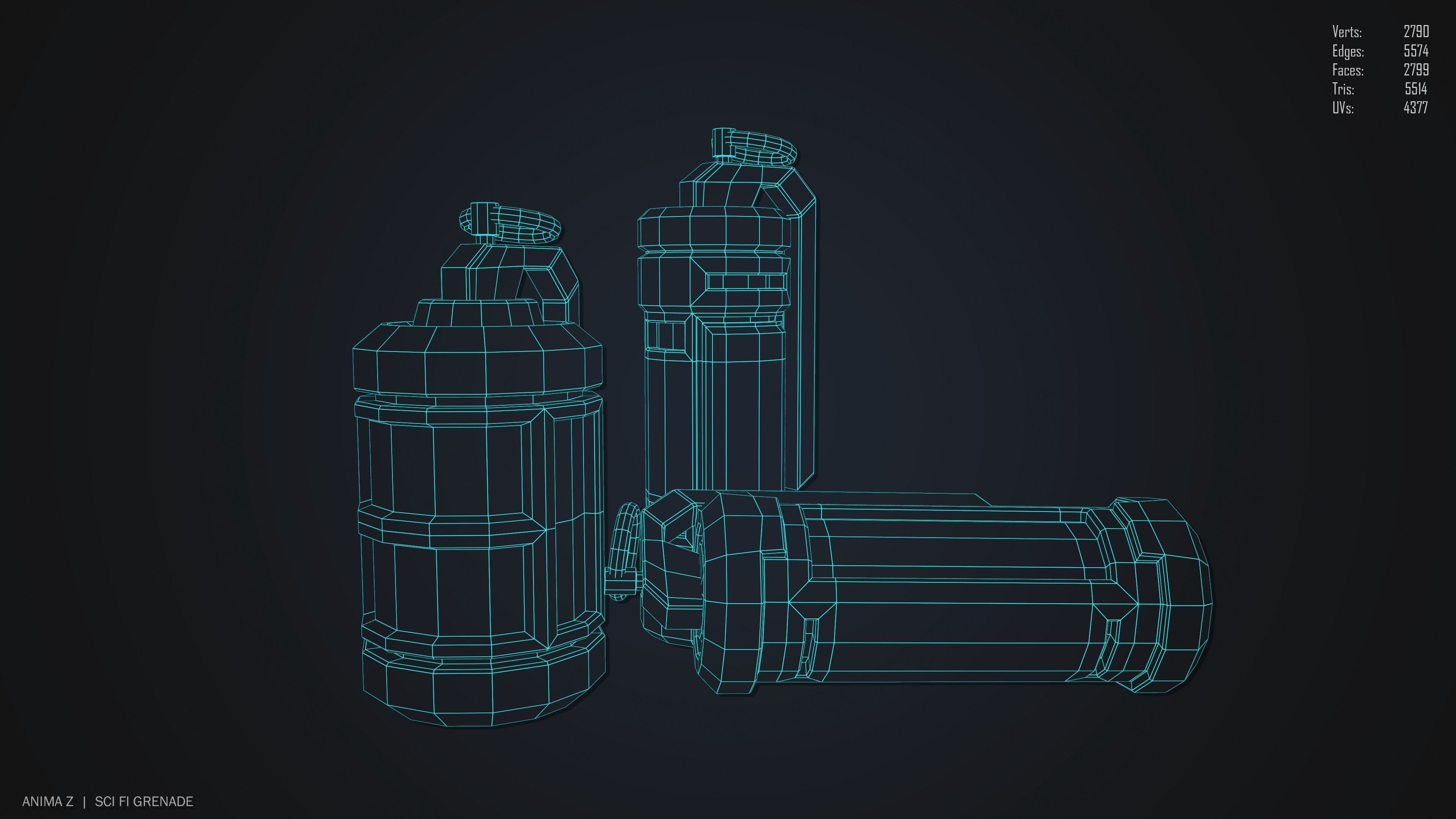 Sci fi grenade Low-poly 3D model_11
