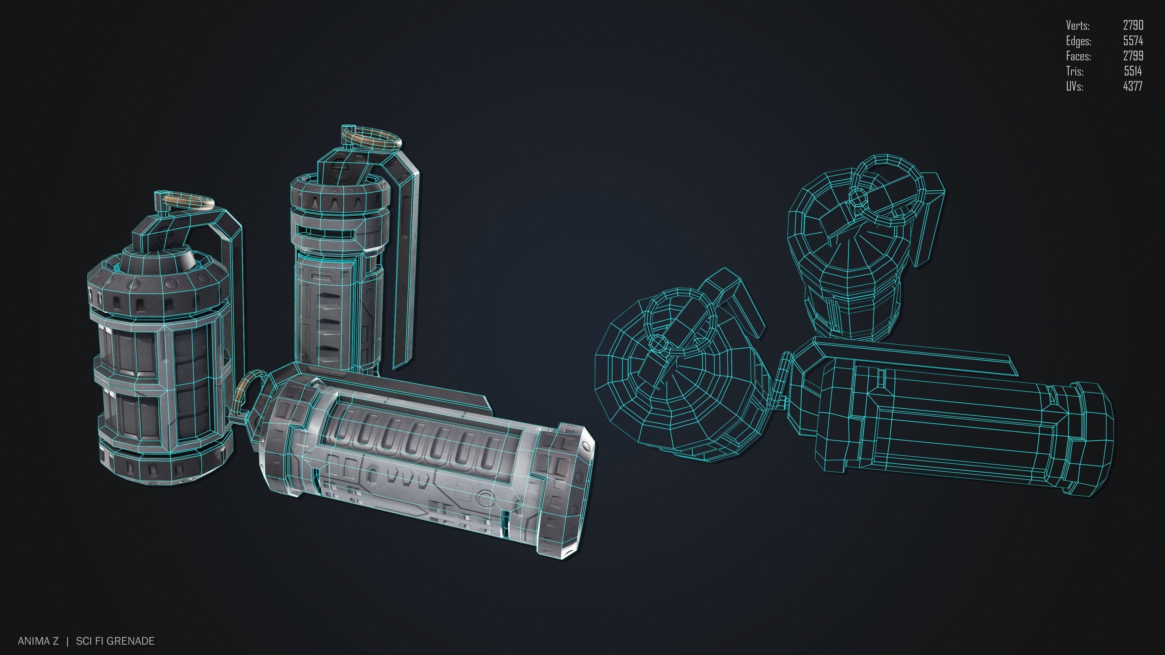 Sci fi grenade Low-poly 3D model_2