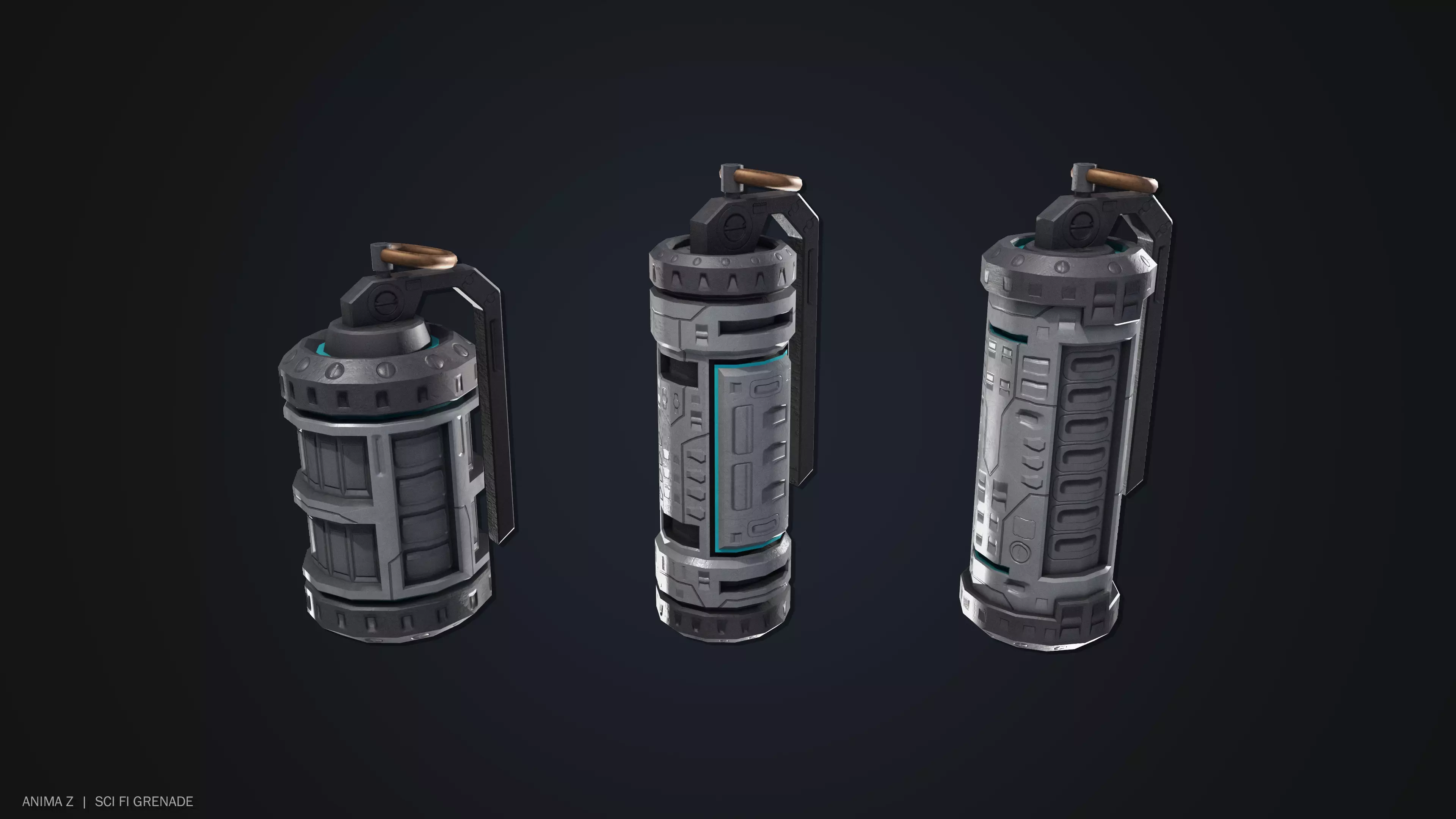 Sci fi grenade Low-poly 3D model_0