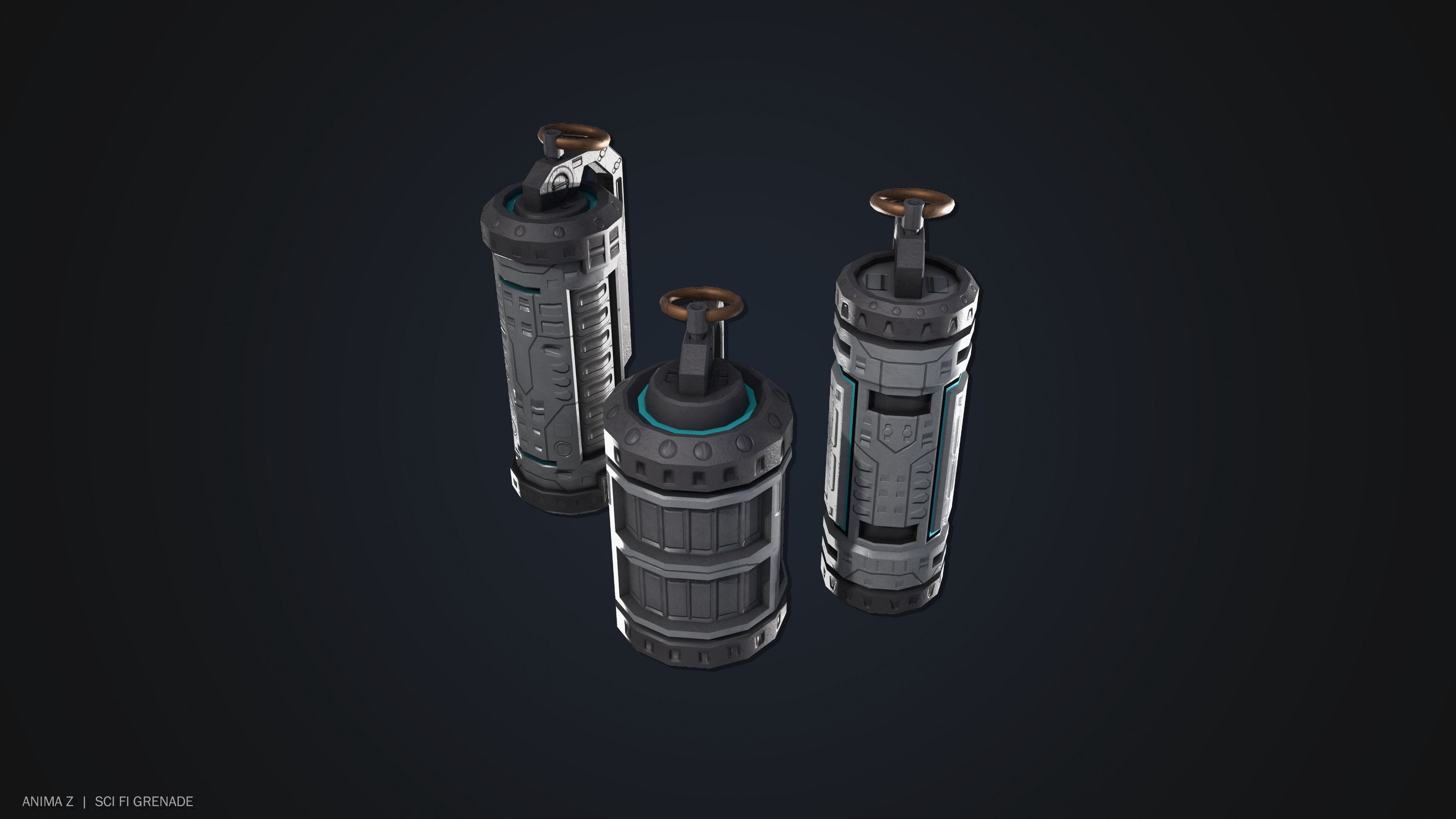 Sci fi grenade Low-poly 3D model_7