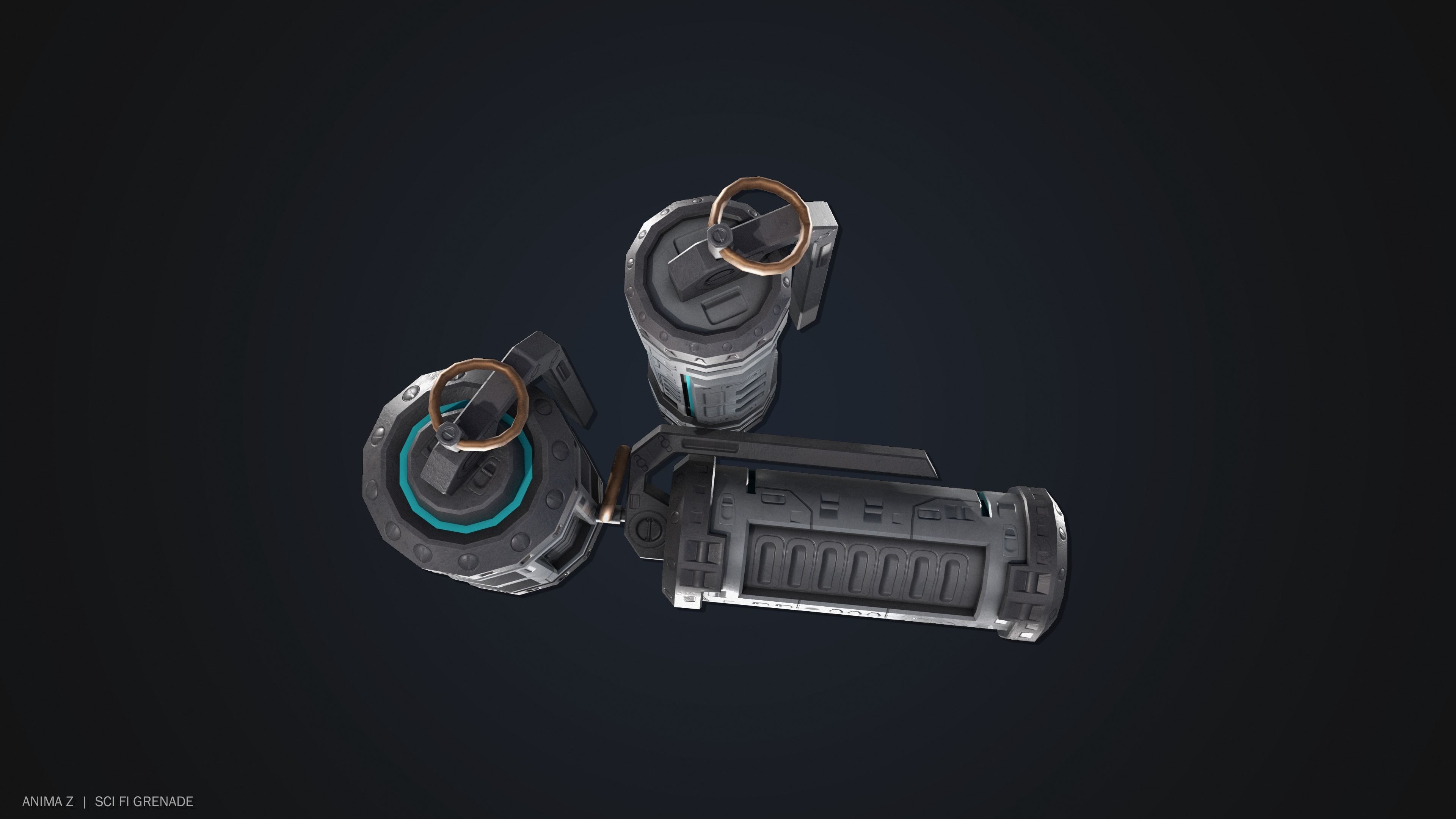 Sci fi grenade Low-poly 3D model_4