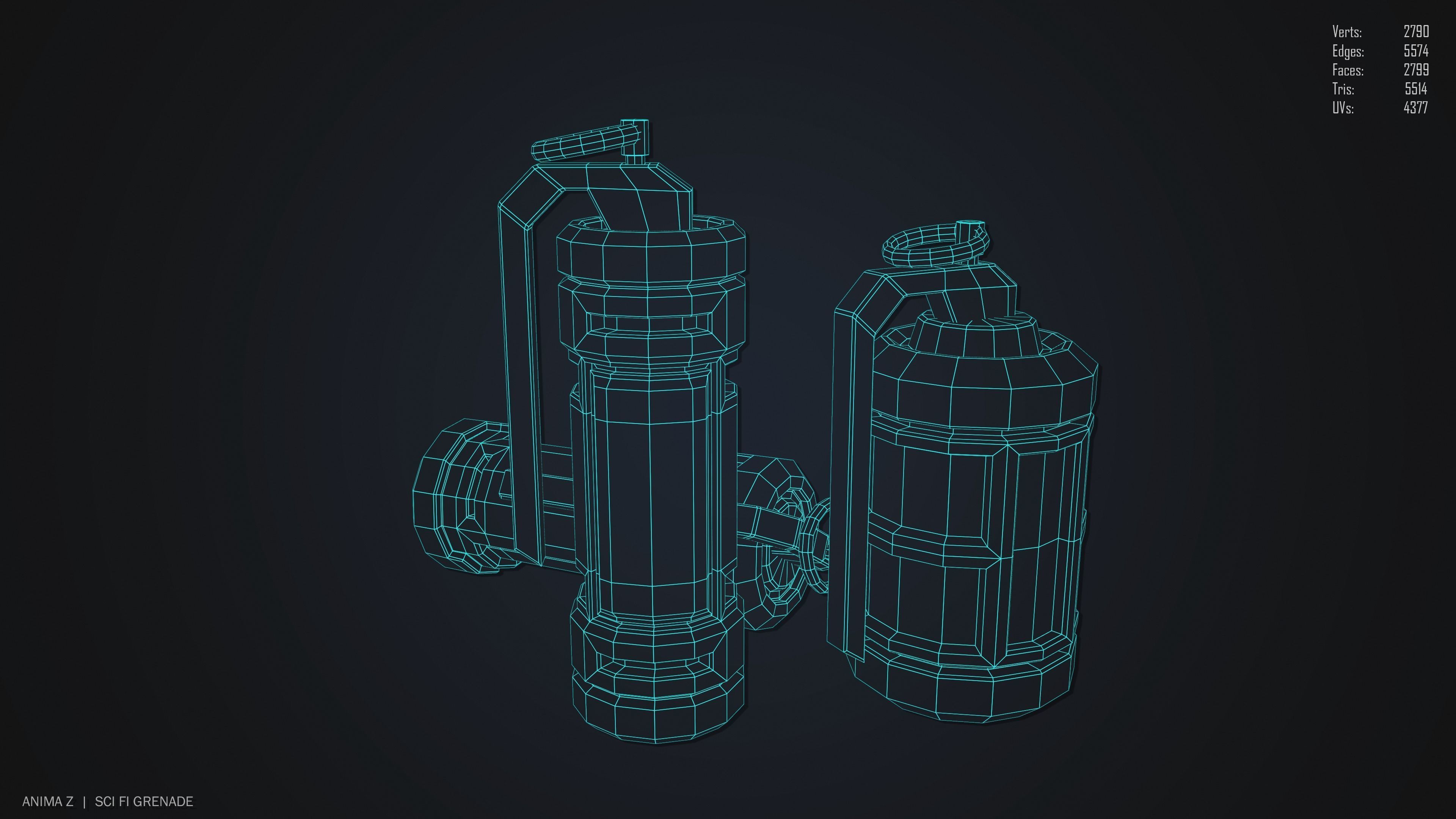 Sci fi grenade Low-poly 3D model_13