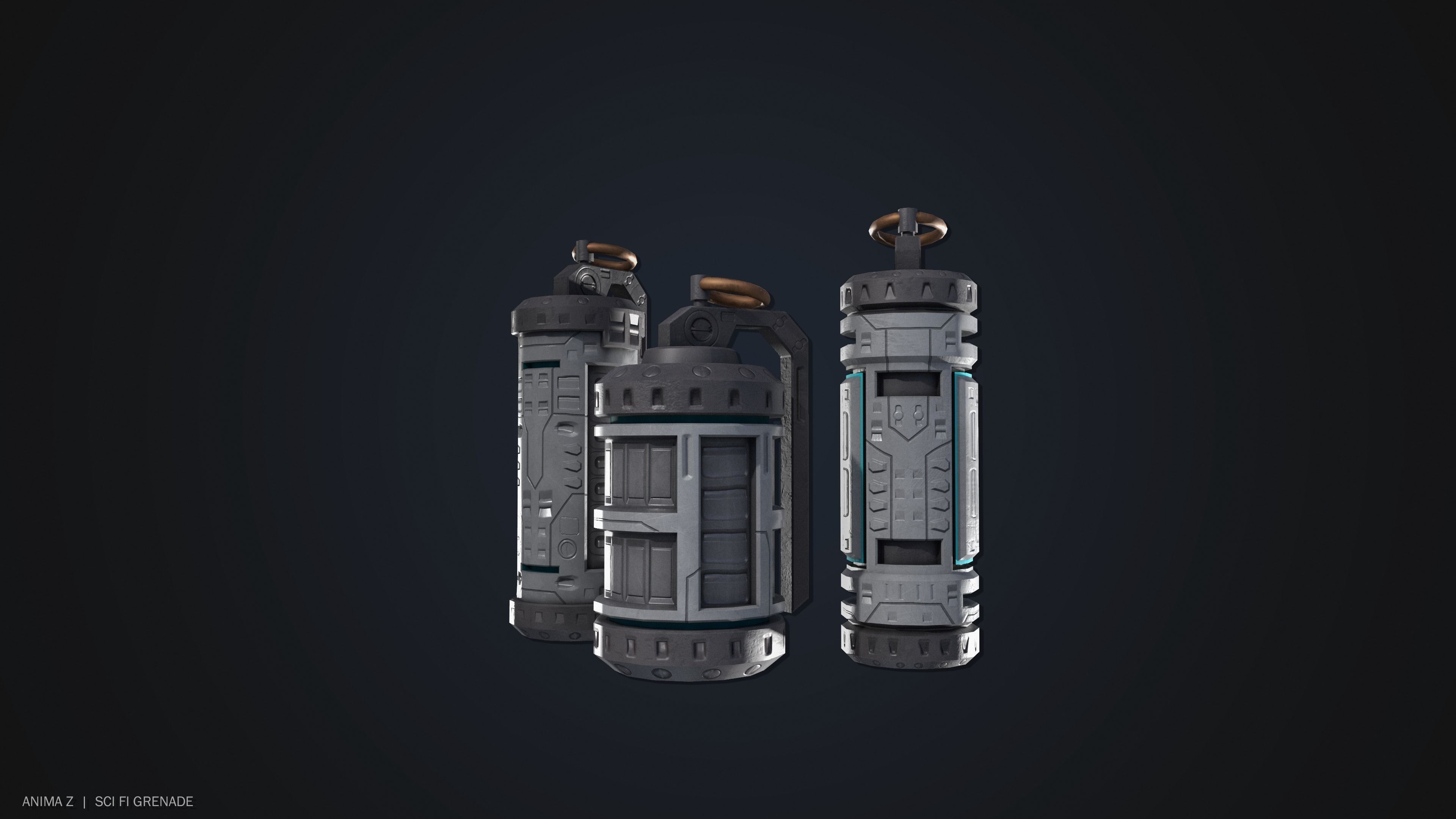 Sci fi grenade Low-poly 3D model_8