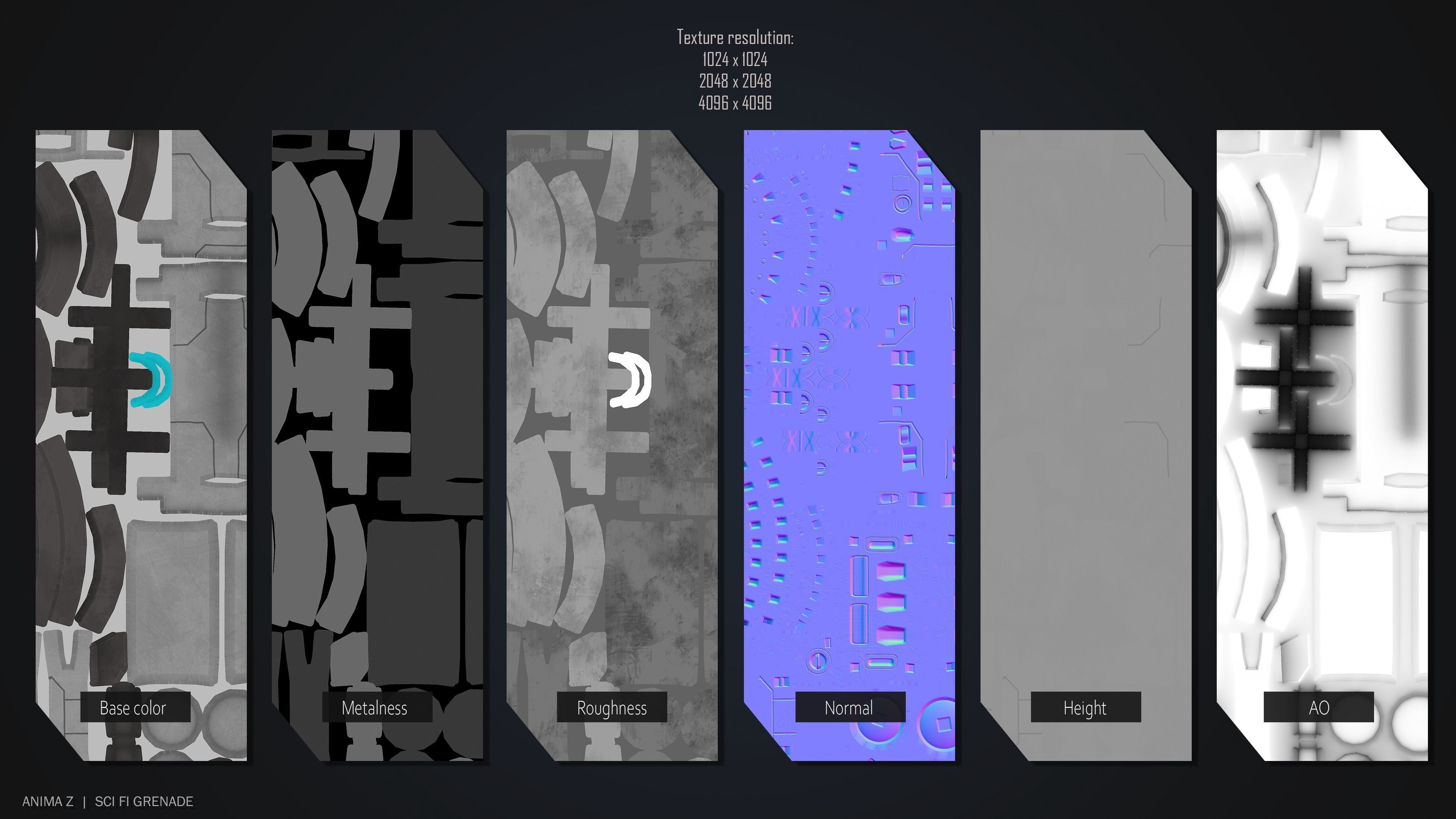 Sci fi grenade Low-poly 3D model_3