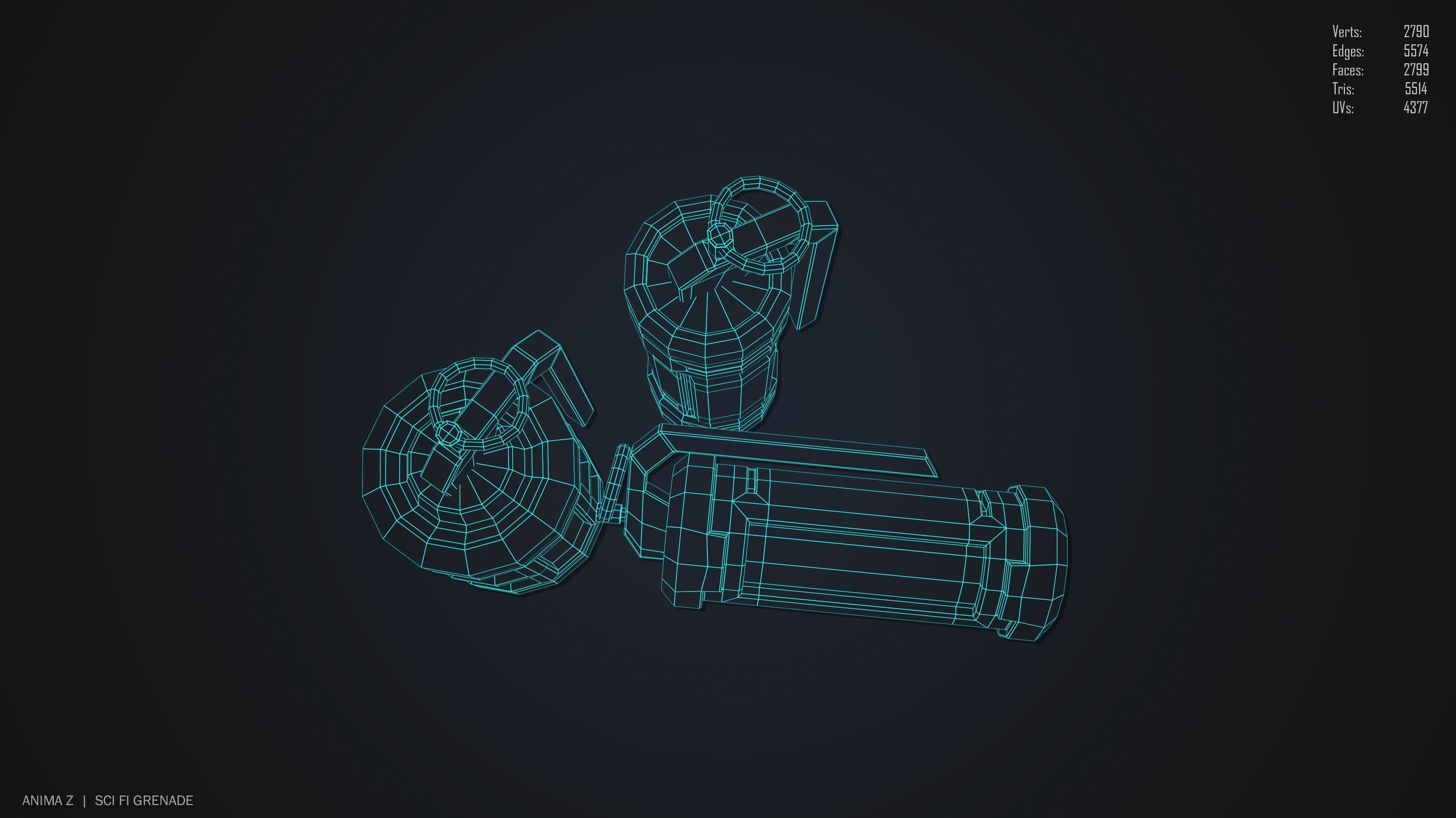 Sci fi grenade Low-poly 3D model_12