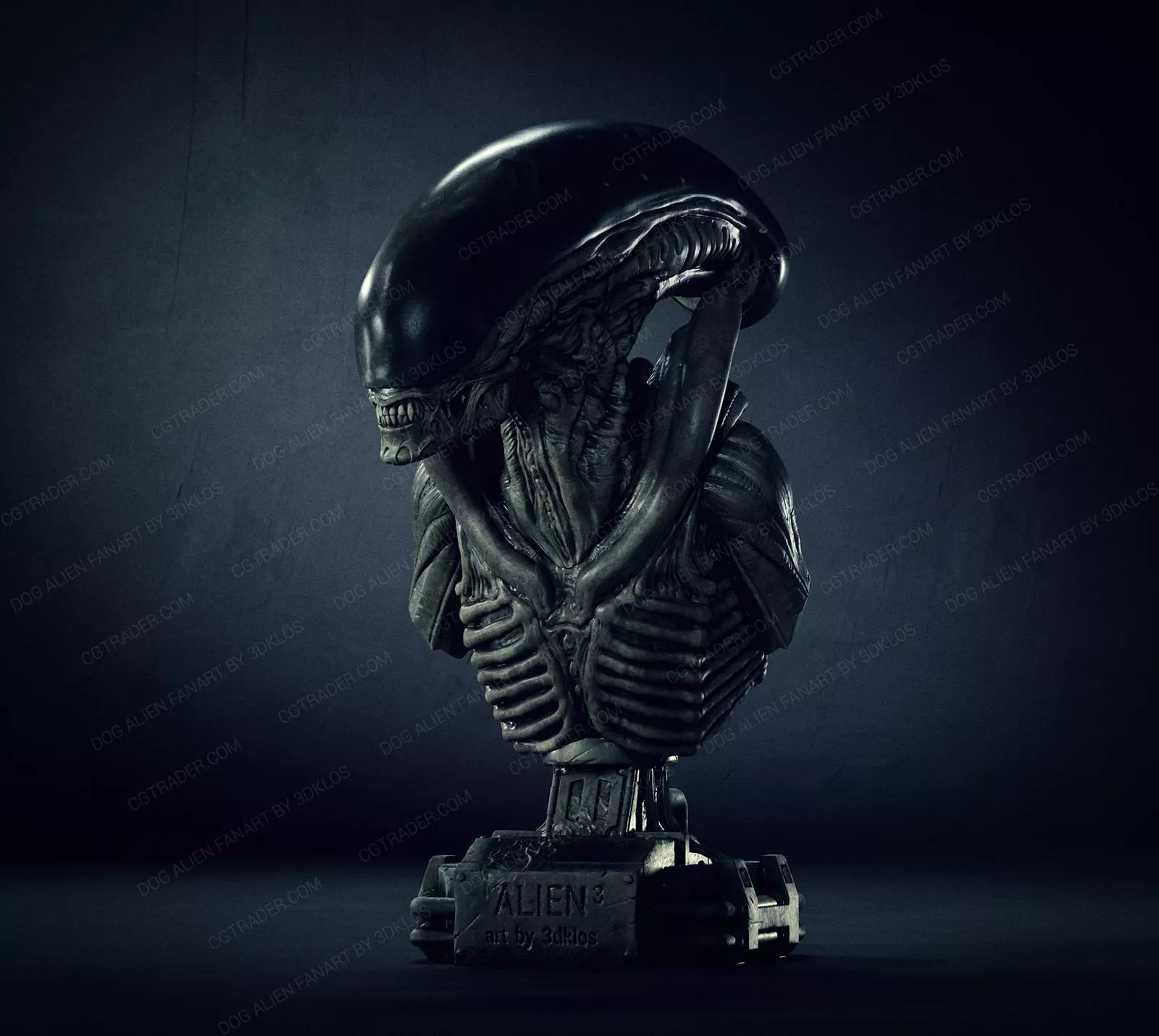 Dog alien Bust - printable STL 3D print model_0