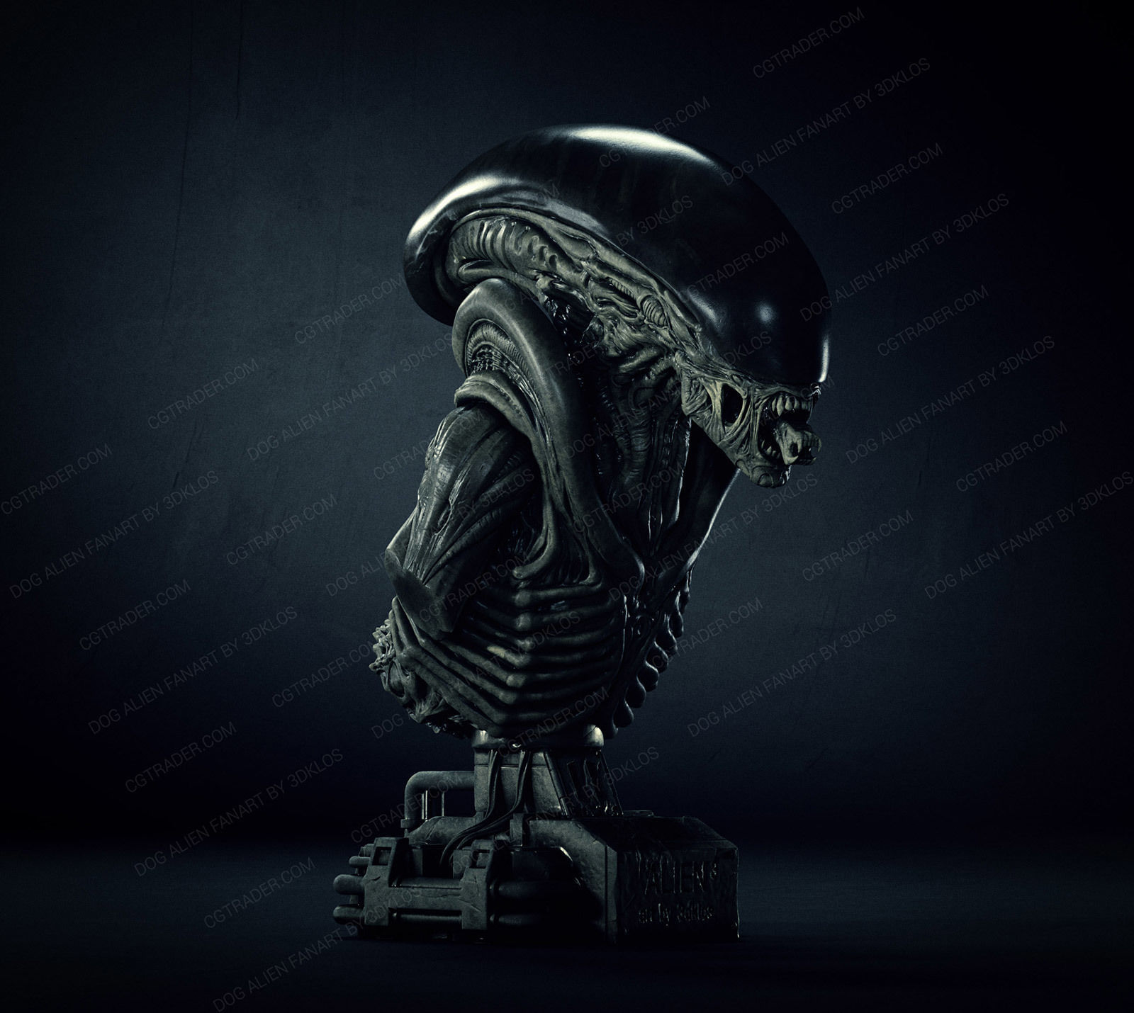 Dog alien Bust - printable STL 3D print model_3