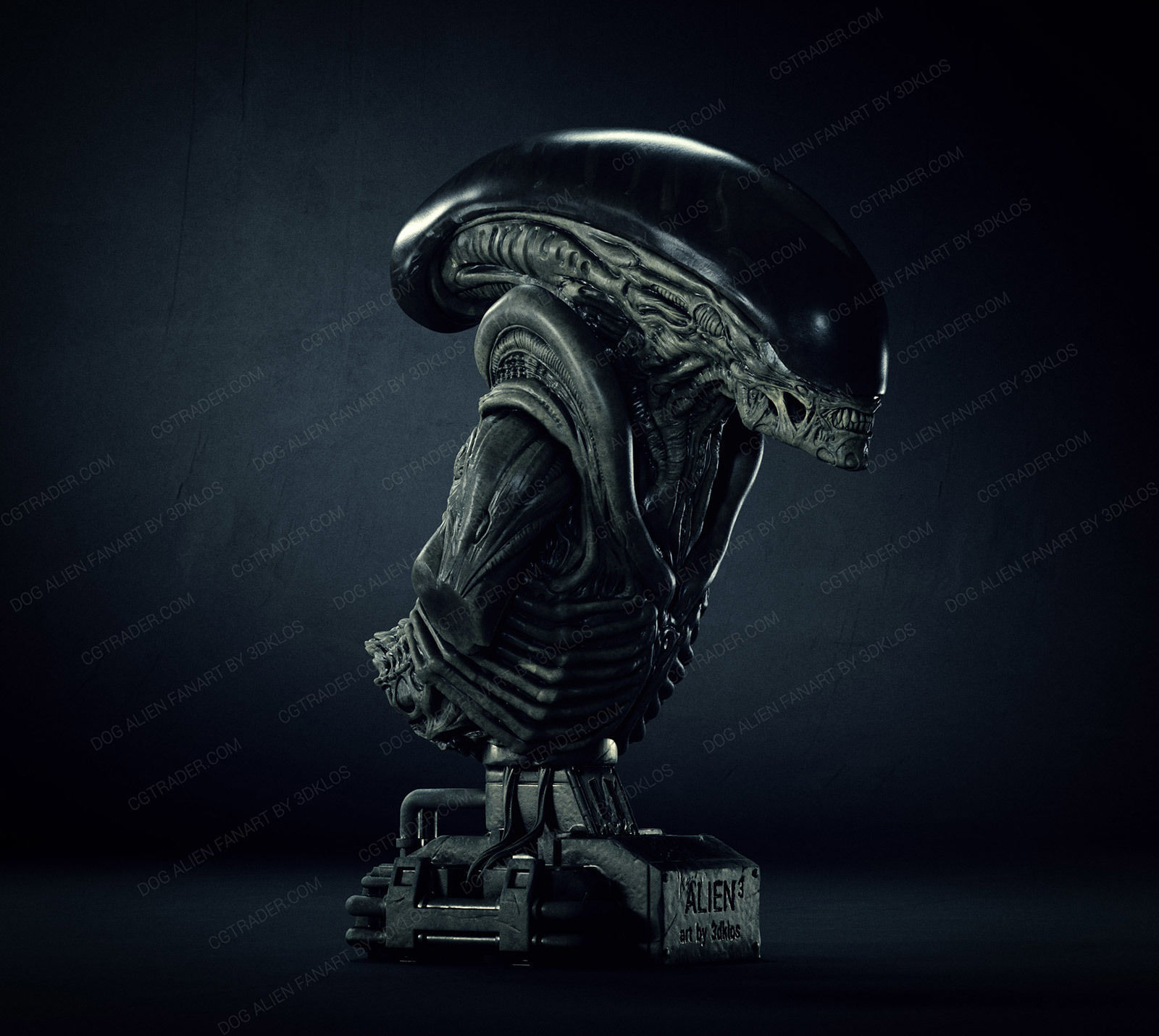 Dog alien Bust - printable STL 3D print model_2
