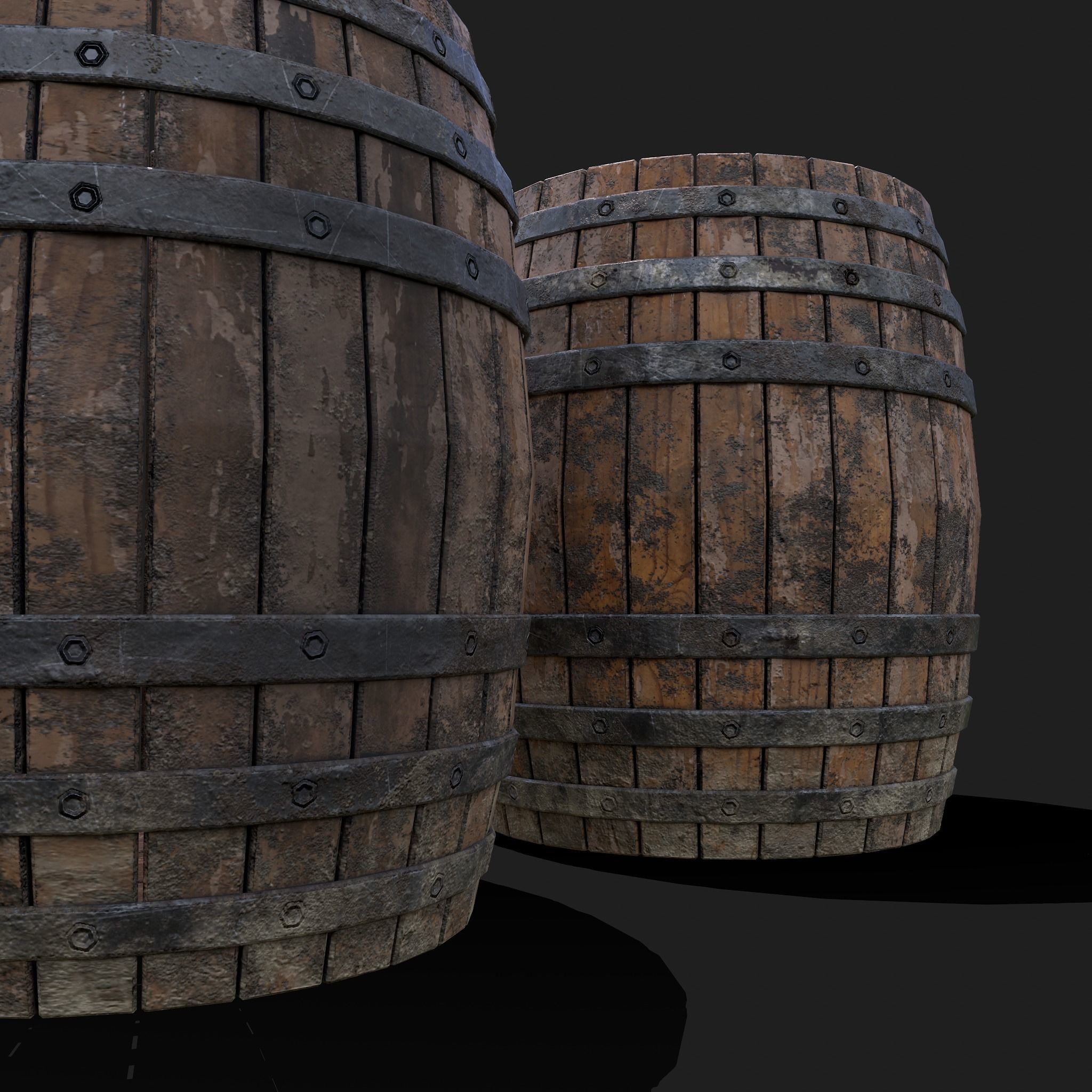 Barrel two wooden barrels Low-poly 3D model_11