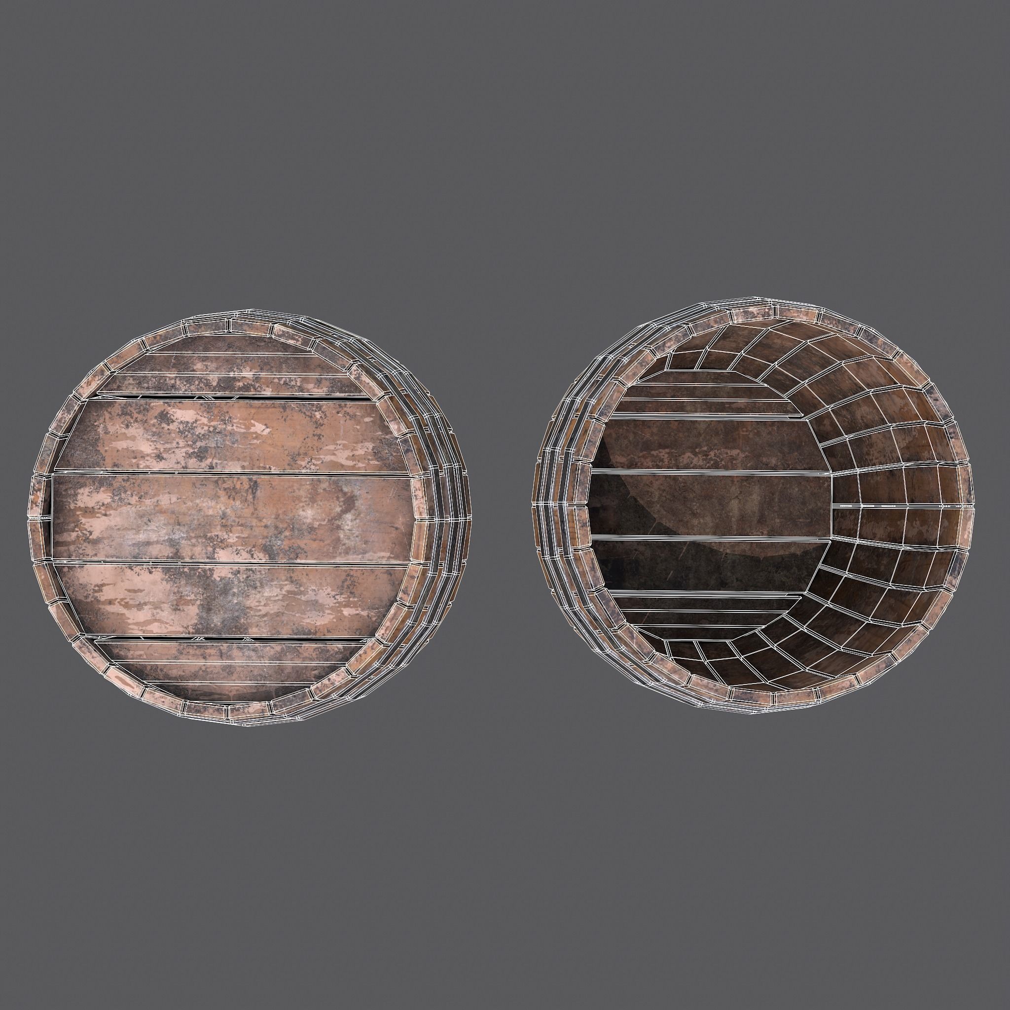 Barrel two wooden barrels Low-poly 3D model_19