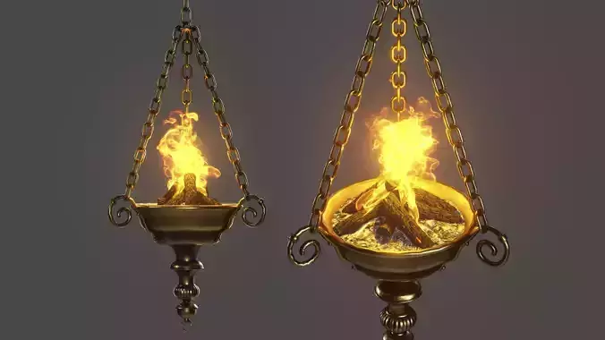 Medieval Lighting Ceiling Brazier Low-poly 3D model