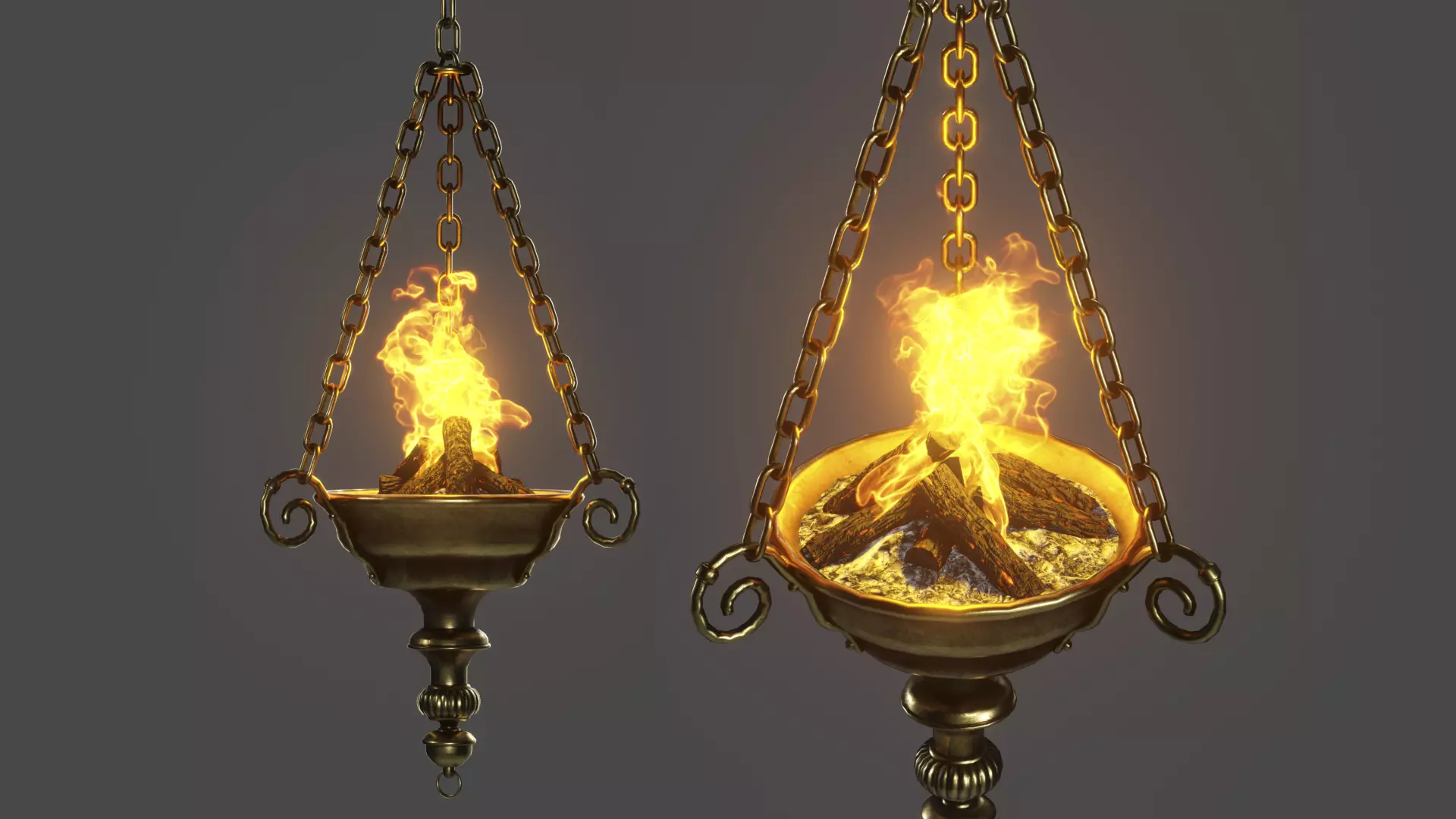 Medieval Lighting Ceiling Brazier Low-poly 3D model