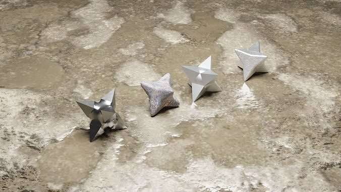 4 PC Caltrop Spikes Low-poly 3D model